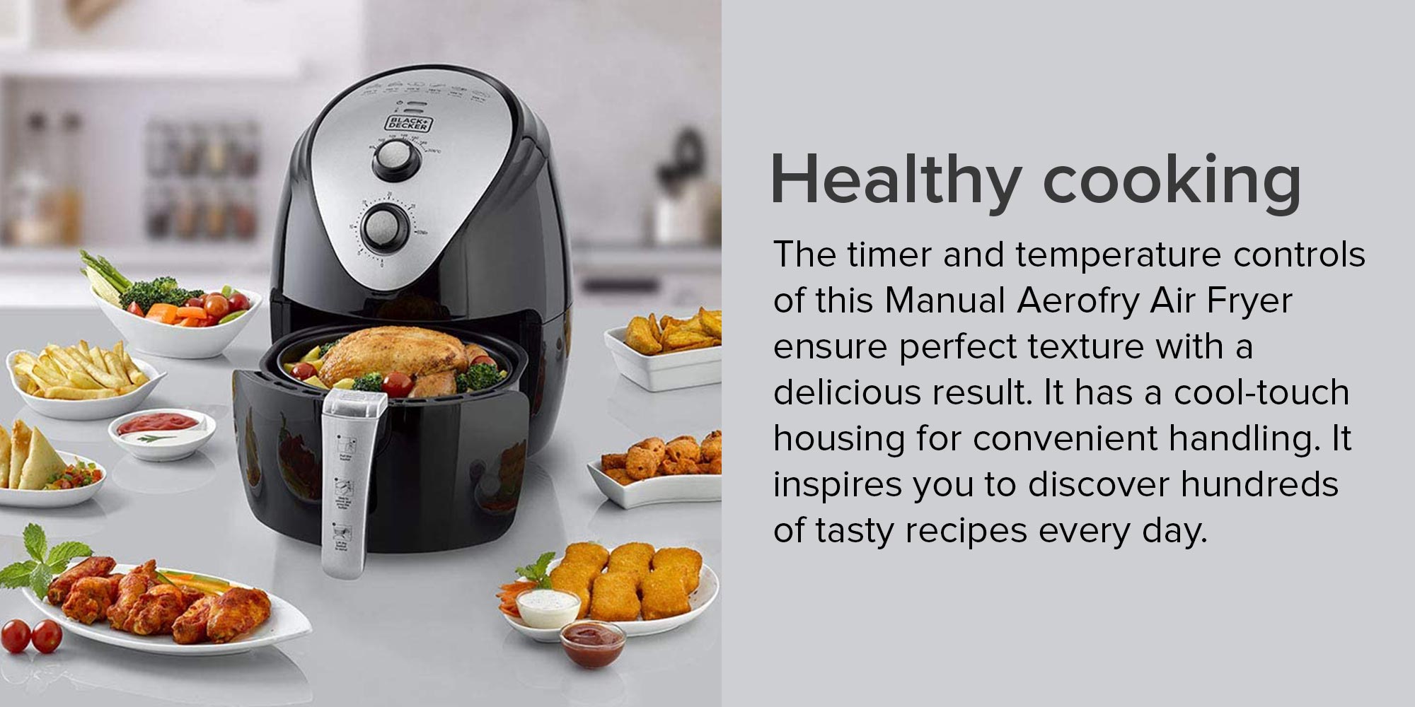 Air Fryer with 1.1KG, Anti Stick, with Rapid Air Convection Technology  (Suitable for 3-5 People) 3.5 L 1500 W AF150-B5 Black/Grey