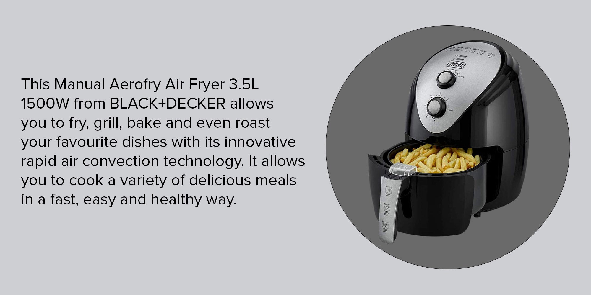 Air Fryer with 1.1KG, Anti Stick, with Rapid Air Convection Technology  (Suitable for 3-5 People) 3.5 L 1500 W AF150-B5 Black/Grey