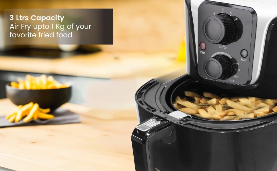 Air Fryer 3l Basket & 4l Drawer with Detachable Non-stick Drawer & Frying Basket with LED Light, Auto Shut Off Feature and Plastic Body With Stainless Steel 4 L 1300 W NAF4000 Black