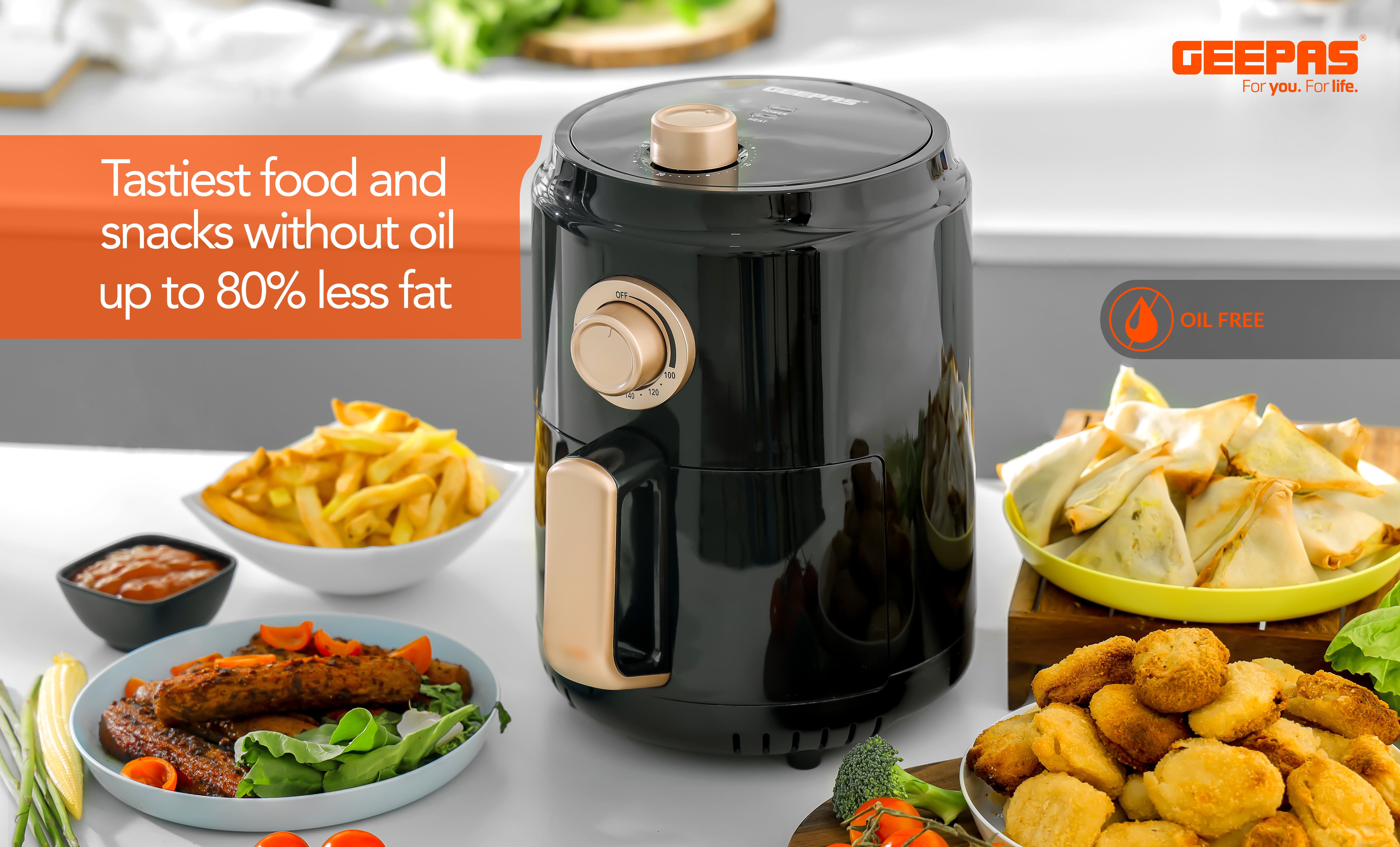 Air Fryer 1.8 L With Vortx Air Frying Technology| Oil Free Cooking, Adjustable Timer And Temperature 1-30 Minutes Timer| Ideal For Making Fries Steak  Chicken Cake Meat Bread 1.8 L 1100 W GAF37516 Black