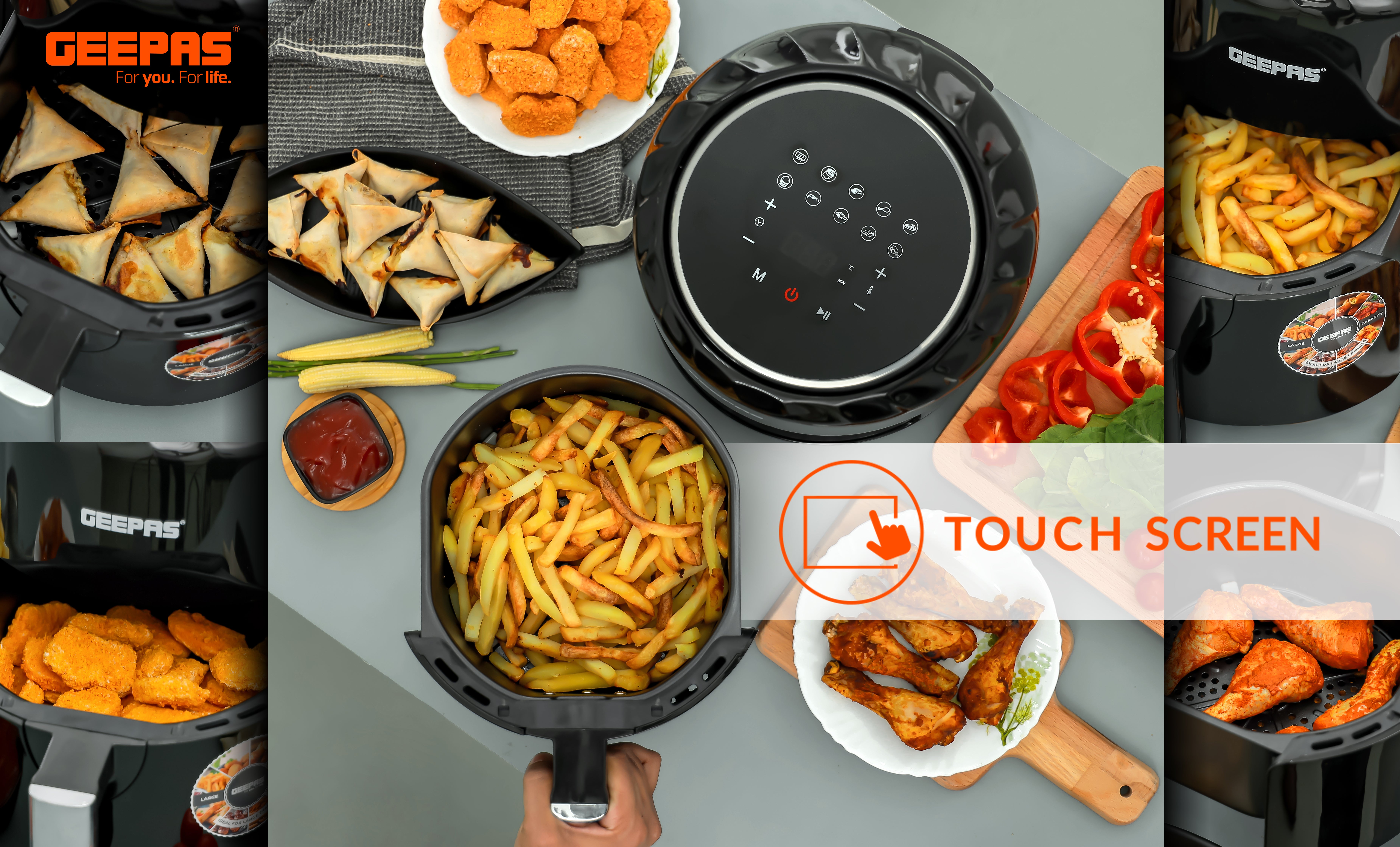 Digital Air Fryer With 3.5 L Capacity |Vortx Air Frying Technology | Led Display With Touch Screen| Oil Free 10 Preset Cooking Programs| 1-60 Mins Timer 50-200 Degree Temperature 3.5 L 1400 W GAF37512 Black