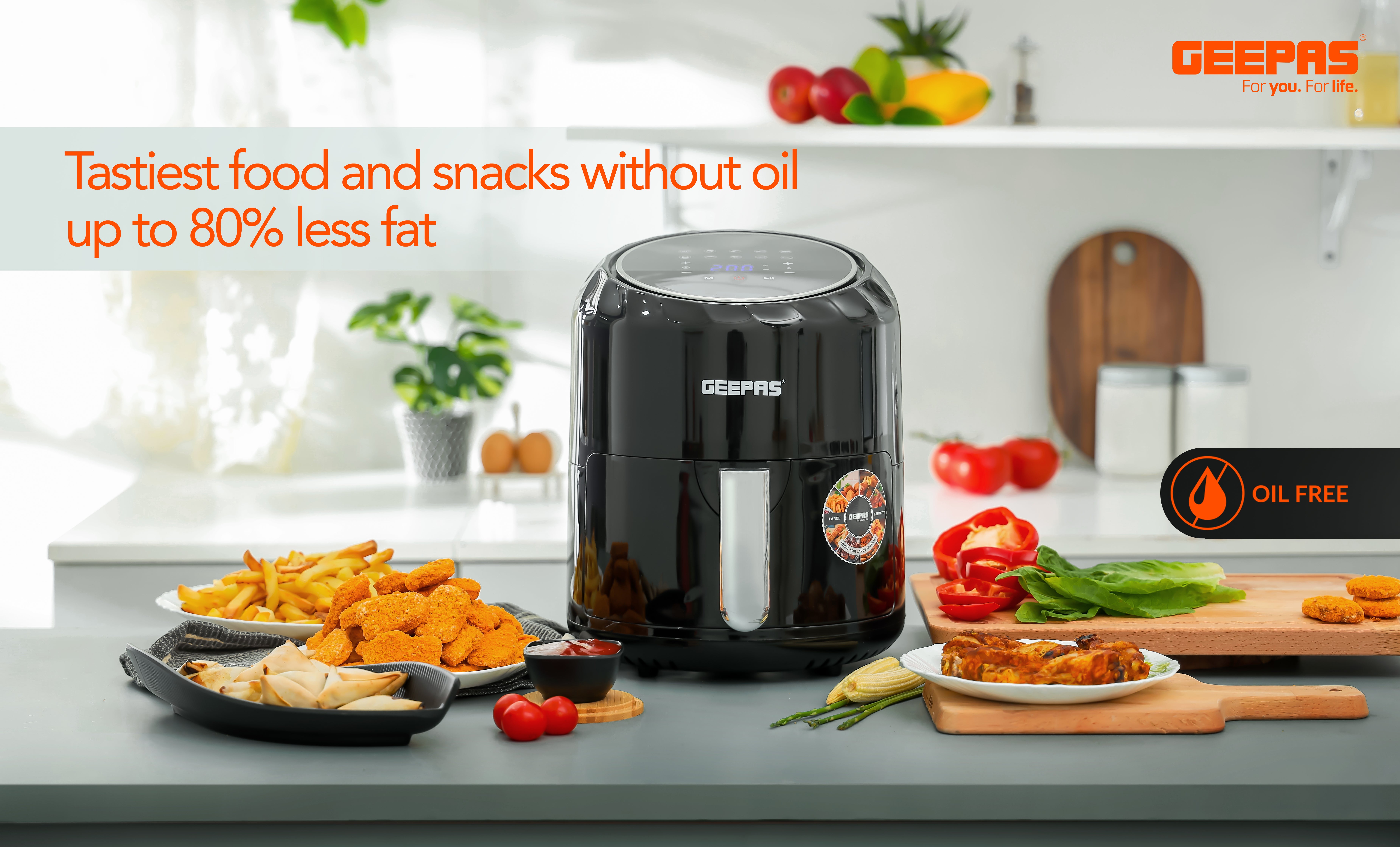 Digital Air Fryer With 3.5 L Capacity |Vortx Air Frying Technology | Led Display With Touch Screen| Oil Free 10 Preset Cooking Programs| 1-60 Mins Timer 50-200 Degree Temperature 3.5 L 1400 W GAF37512 Black