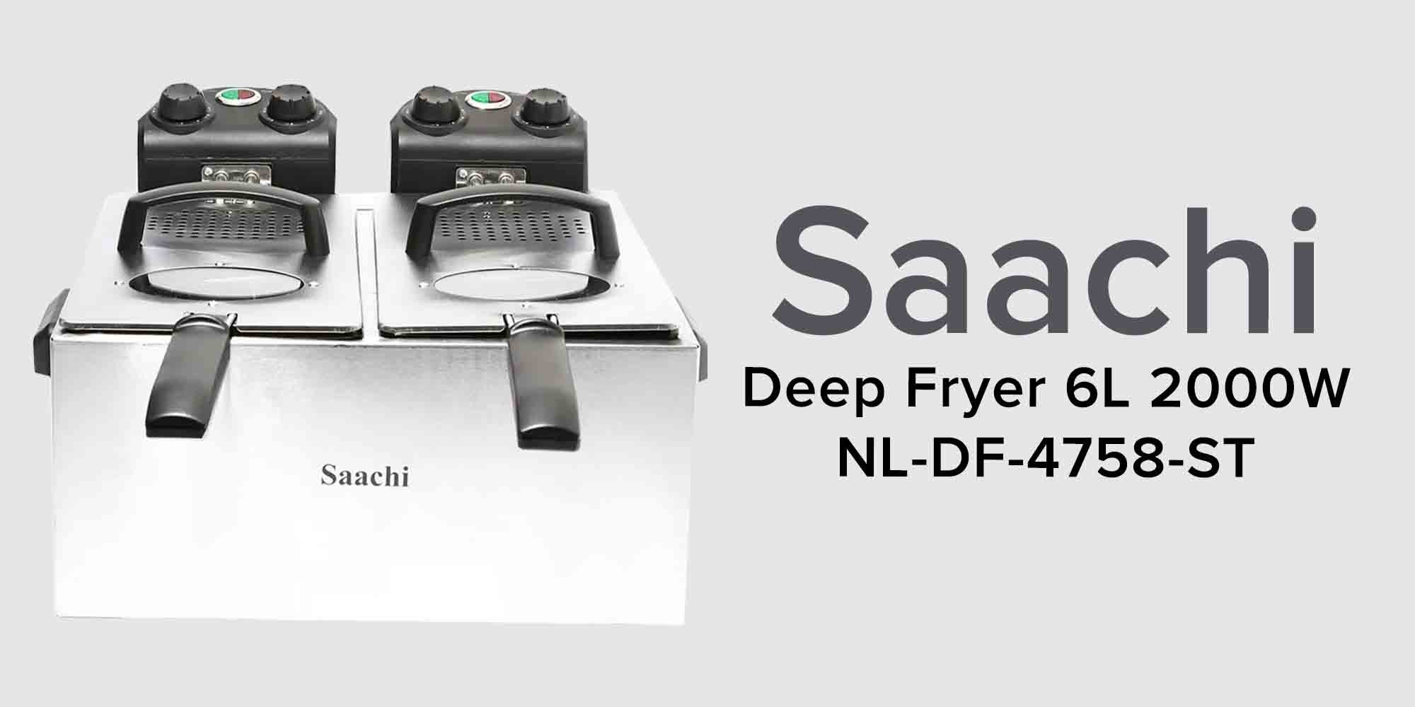 Deep Fryer with Two Baskets, Stainless Steel Body, Removable Inner Pan, Adjustable Timer and Temperature Control 6 L 2000 W NL-DF-4758-ST Silver