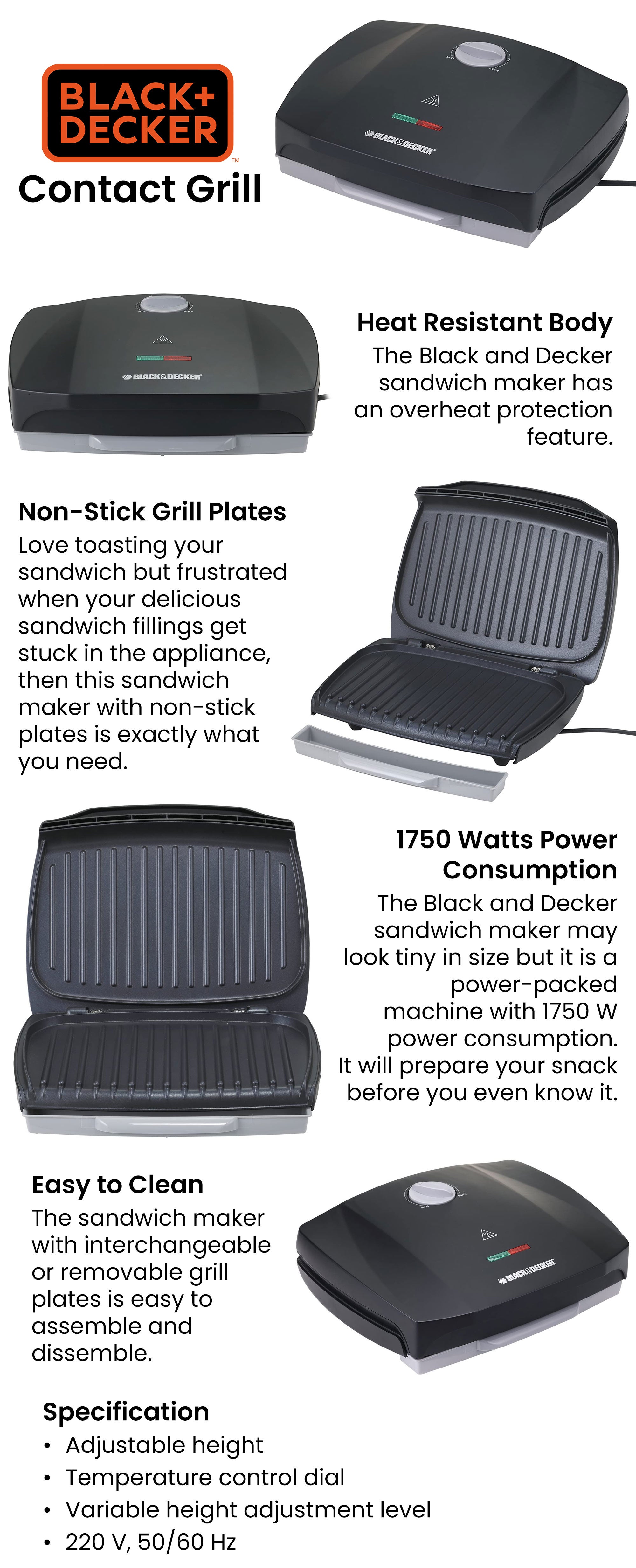 Contact Grill 1750W 1750.0 W GM1750-B5 Black