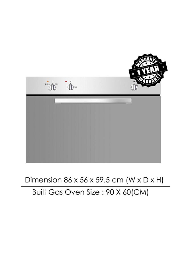 Italian-Made Built Gas Oven - 90X60 Cm With Front Knob Control, Mechanical Timer, Gas Static Oven With 3 Programs, Flame Failure Device, Rotisserie, Grill, And Safety Features - 1-Year Warranty 100 L 0 W BO243YG Stainless Steel