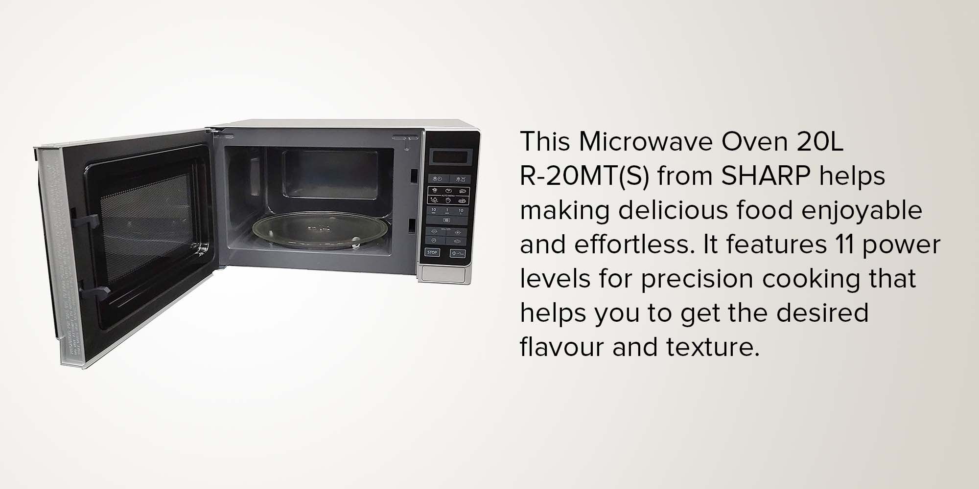 Microwave Oven With 6 Auto Cooking Menu 20 L 800 W R-20MT(S) Silver/Grey