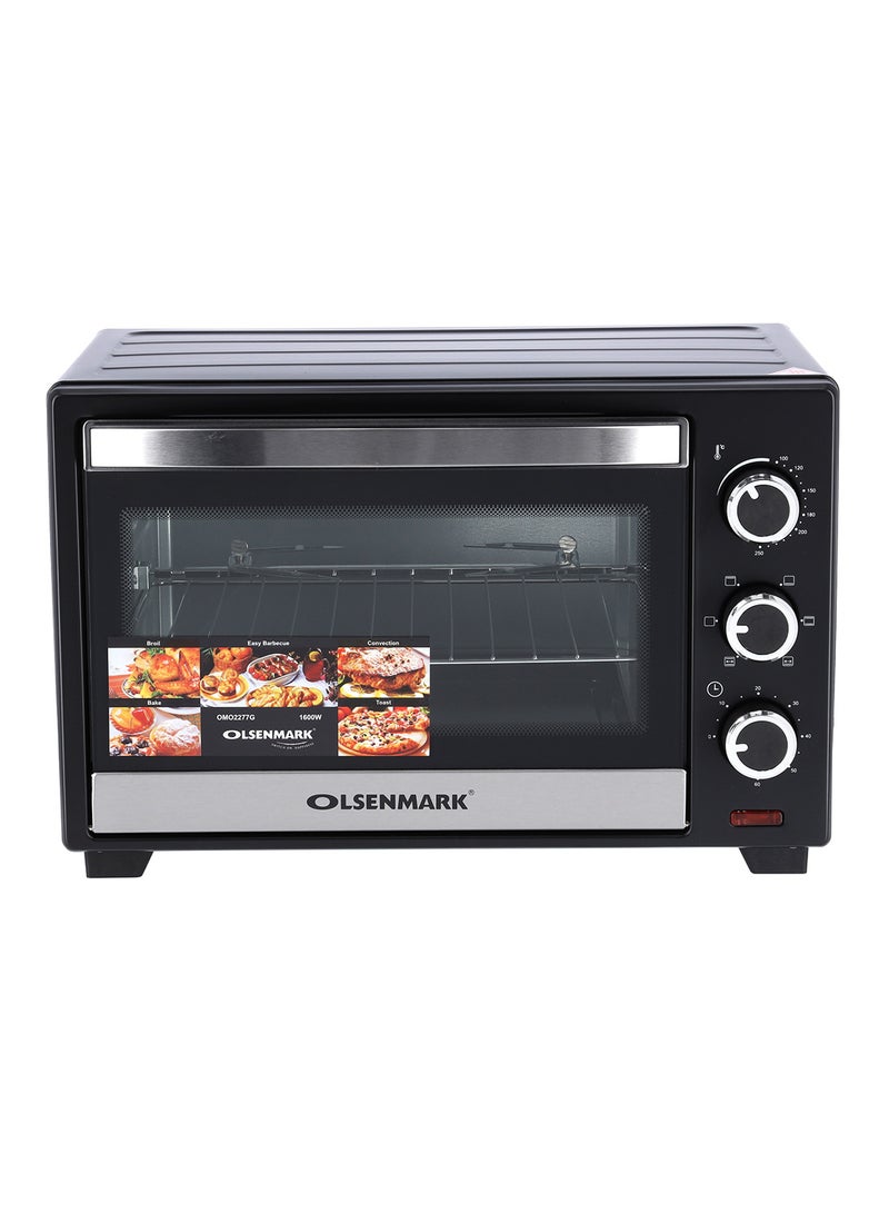 Electric Oven With Rotisserie Function/Perfect For Grilling, Toasting And Roasting/6 Stages Heating And Temperature 100-250-Degrees Celsius/60 Minute Timer 25 L 1600 W OMO2277G Black