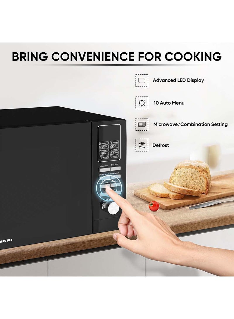 Microwave Oven With Grill Function, Digital Control, Mirror Finish, 5 Power Levels, 10 Auto Menus, Defrost Setting, Cooking End Signal, Push Button Door, Child Lock 25 L 1000 W NMO250MDG Silver