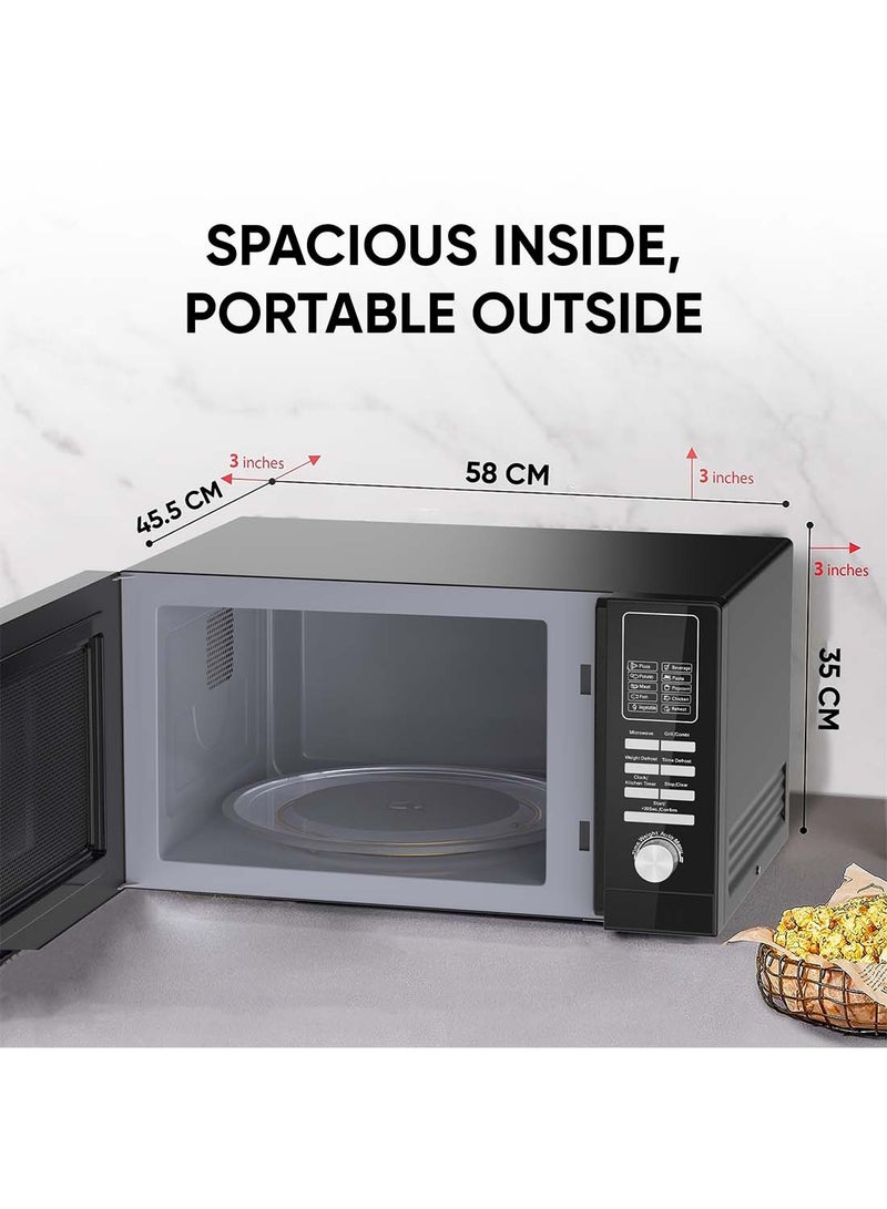 Microwave Oven With Grill Function, Digital Control, Mirror Finish, 5 Power Levels, 10 Auto Menus, Defrost Setting, Cooking End Signal, Push Button Door, Child Lock 25 L 1000 W NMO250MDG Silver