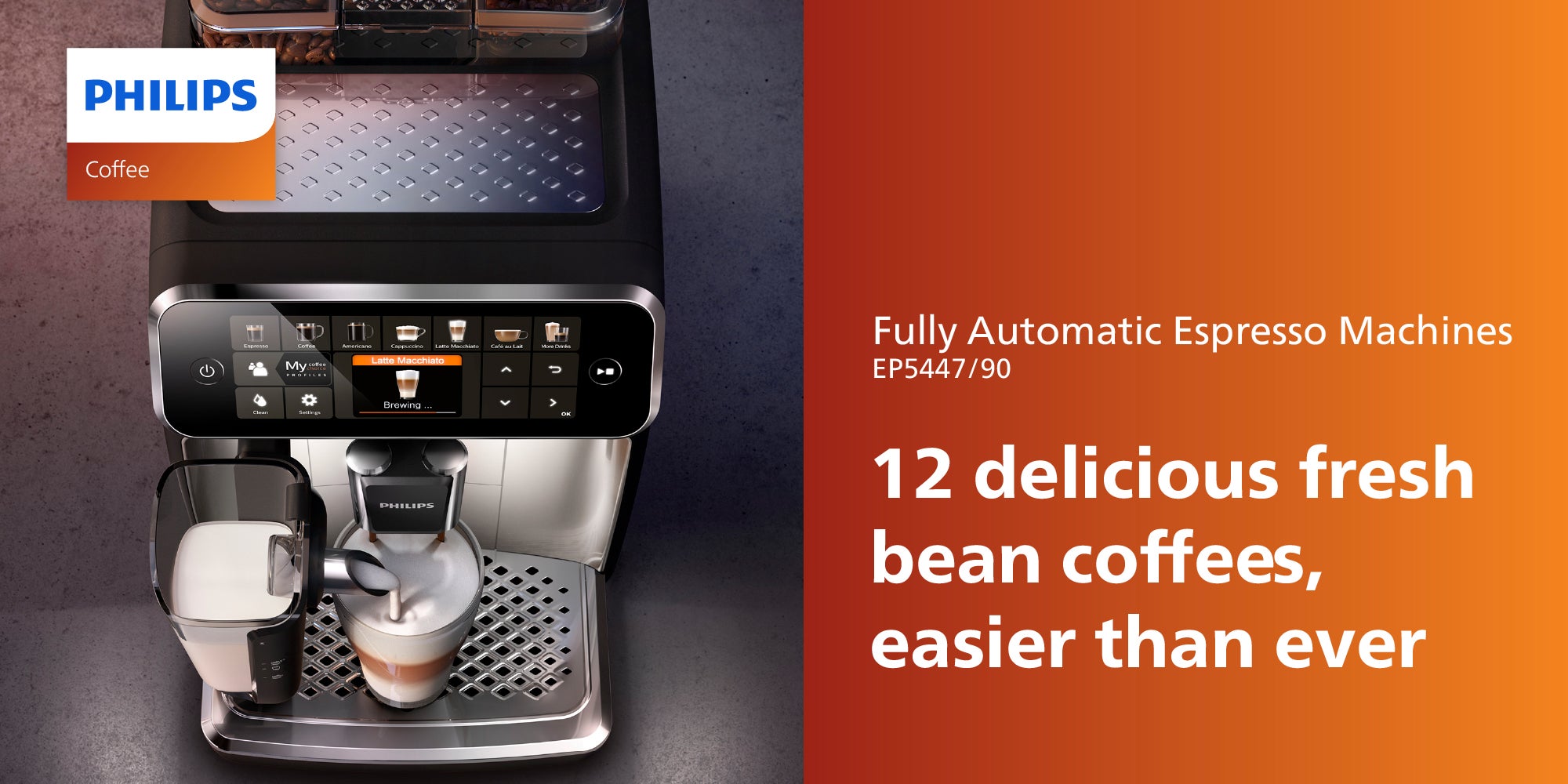 15 Bar Fully Automatic Espresso Machine 1.8 L 1500 W EP5447/23/90 Deep Black Matte/Silver Chrome