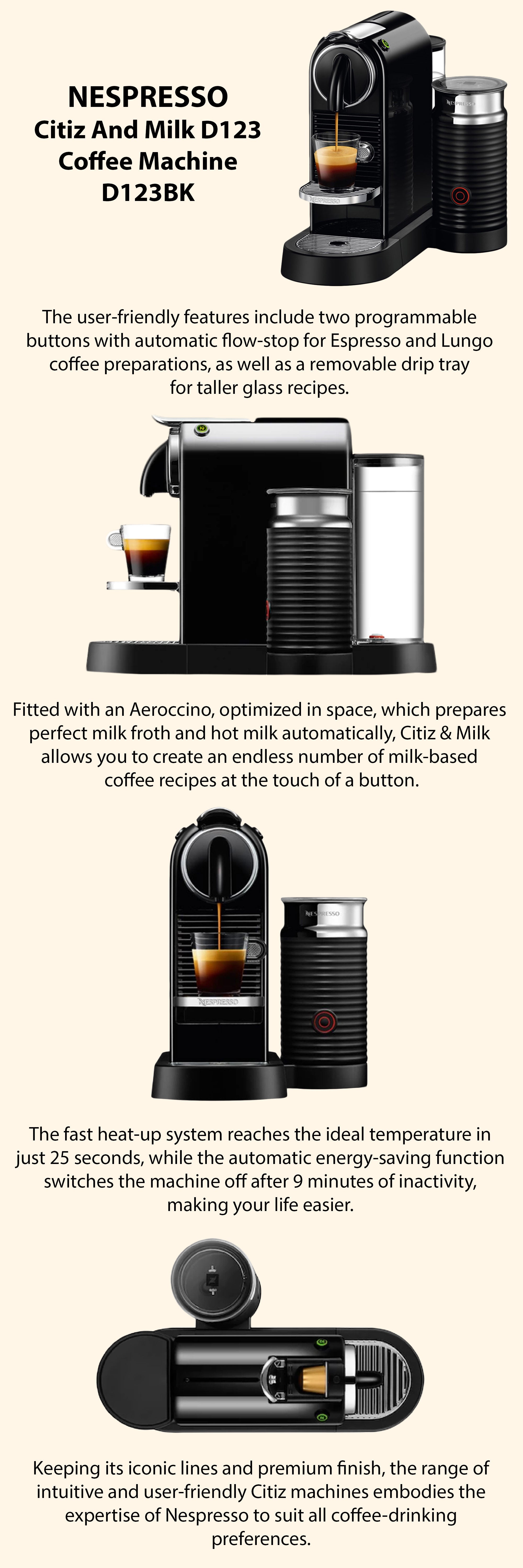 Citiz And Milk Coffee Machine 1.0 L 1710.0 W D123BK Black