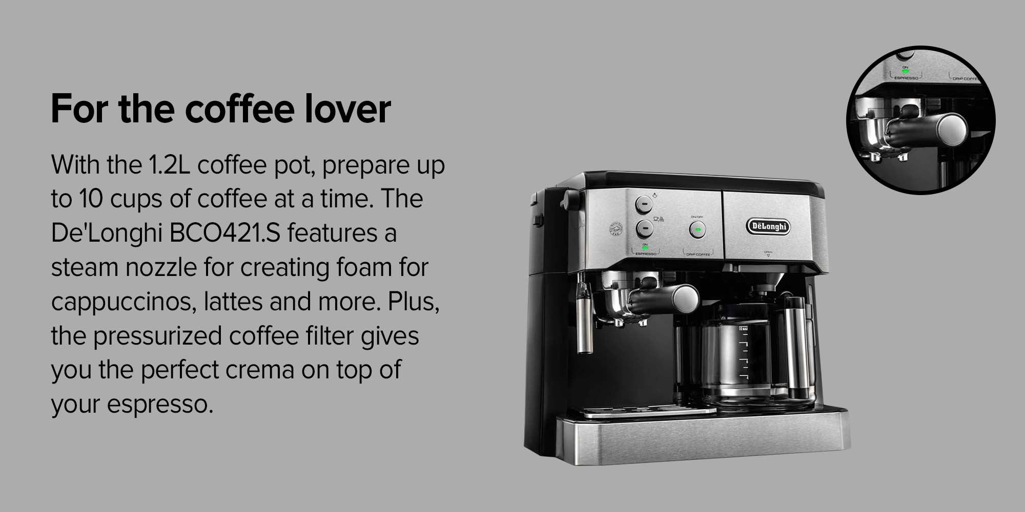 Dual Function Espresso Coffee Machine And Drip Coffee 1750.0 W BCO421.S Black/Grey