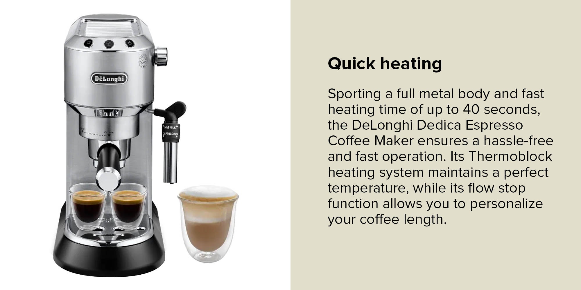 Dedica Pump Espresso Manual Coffee Machine | Cappuccino, Latte Macchiato With Milk Frother | Thermo Block Heating System For Accurate Temperature | Easy To Clean 1.1 L 1350 W EC685.M Silver