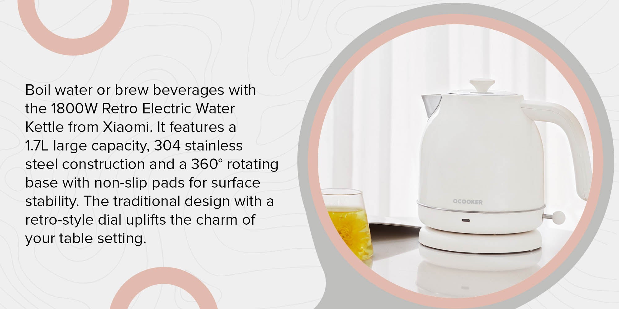 Retro Electric Water Kettle 1.7 L 1800 W PAA01W White