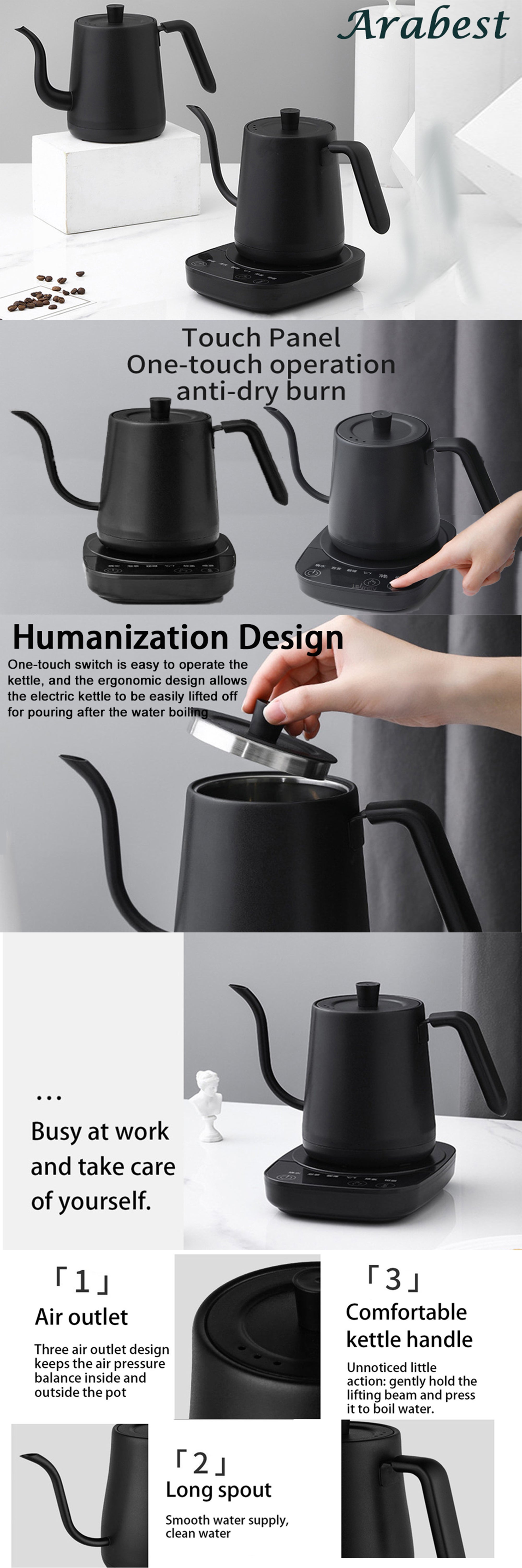 Slender Nozzle Electric Kettle Coffee Pot Automatic Temperature Control And Heat Preservation Integrated Constant Temperature