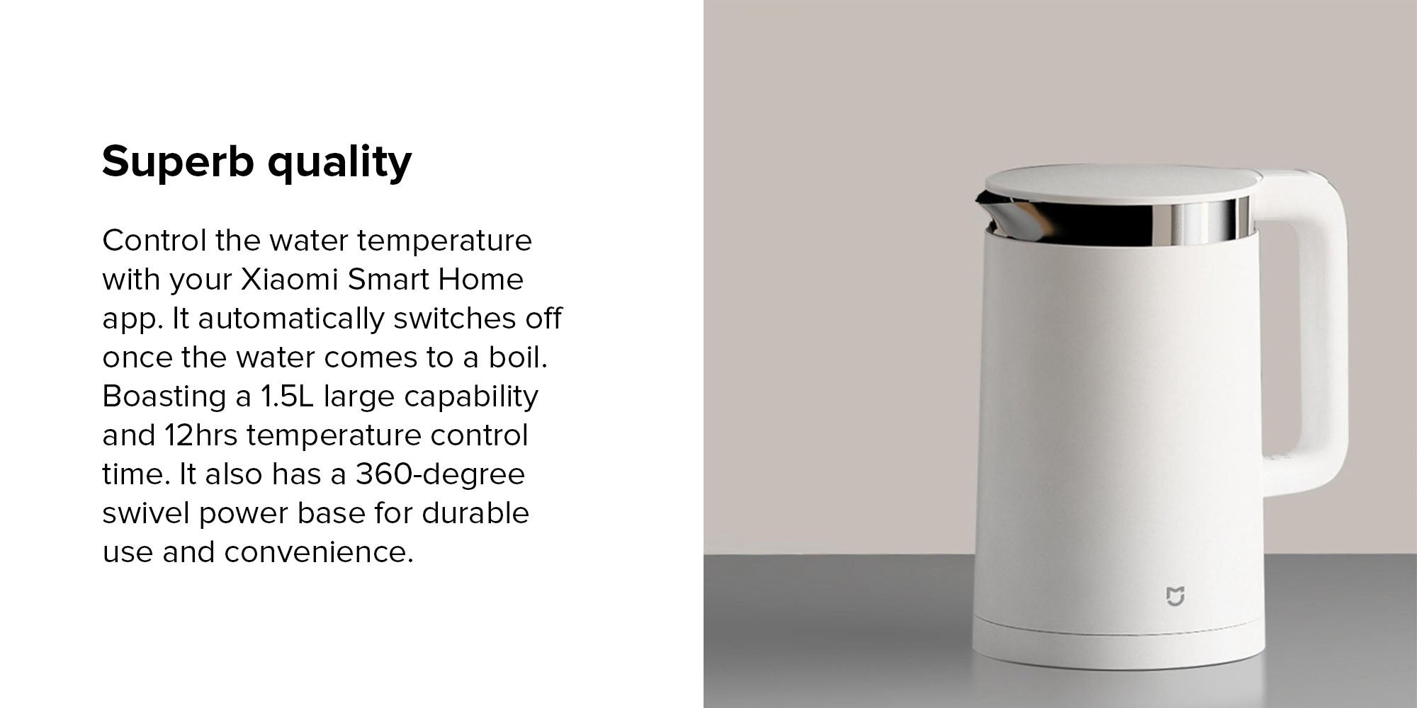 Smart Temperature Control Kettle 1.5 L 1800 W YM-K1501 White/Silver