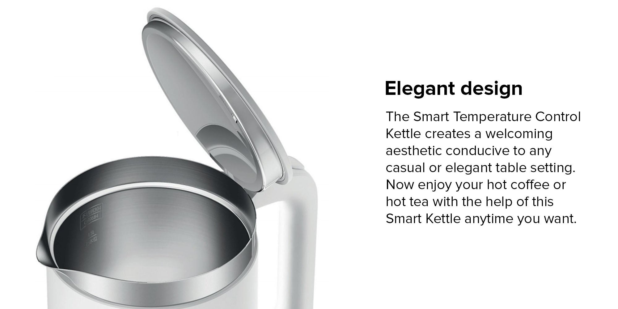 Smart Temperature Control Kettle 1.5 L 1800 W YM-K1501 White/Silver