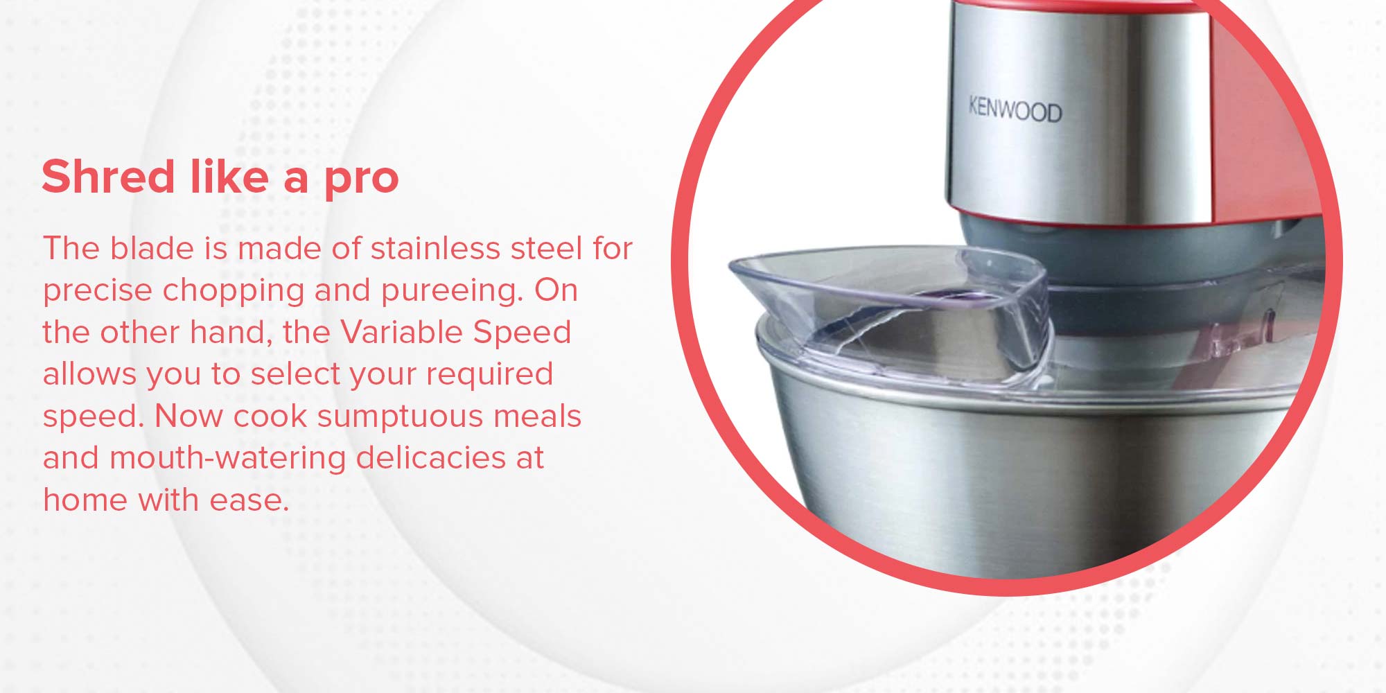 Kenwood Stand Mixer Kitchen Machine Prospero  With  Stainless Steel Bowl, K-Beater, Whisk, Dough Hook, Glass Blender, Food Processor, Meat Grinder, Juicer, Citrus Juicer 4.3 L 900 W KM241002 Red
