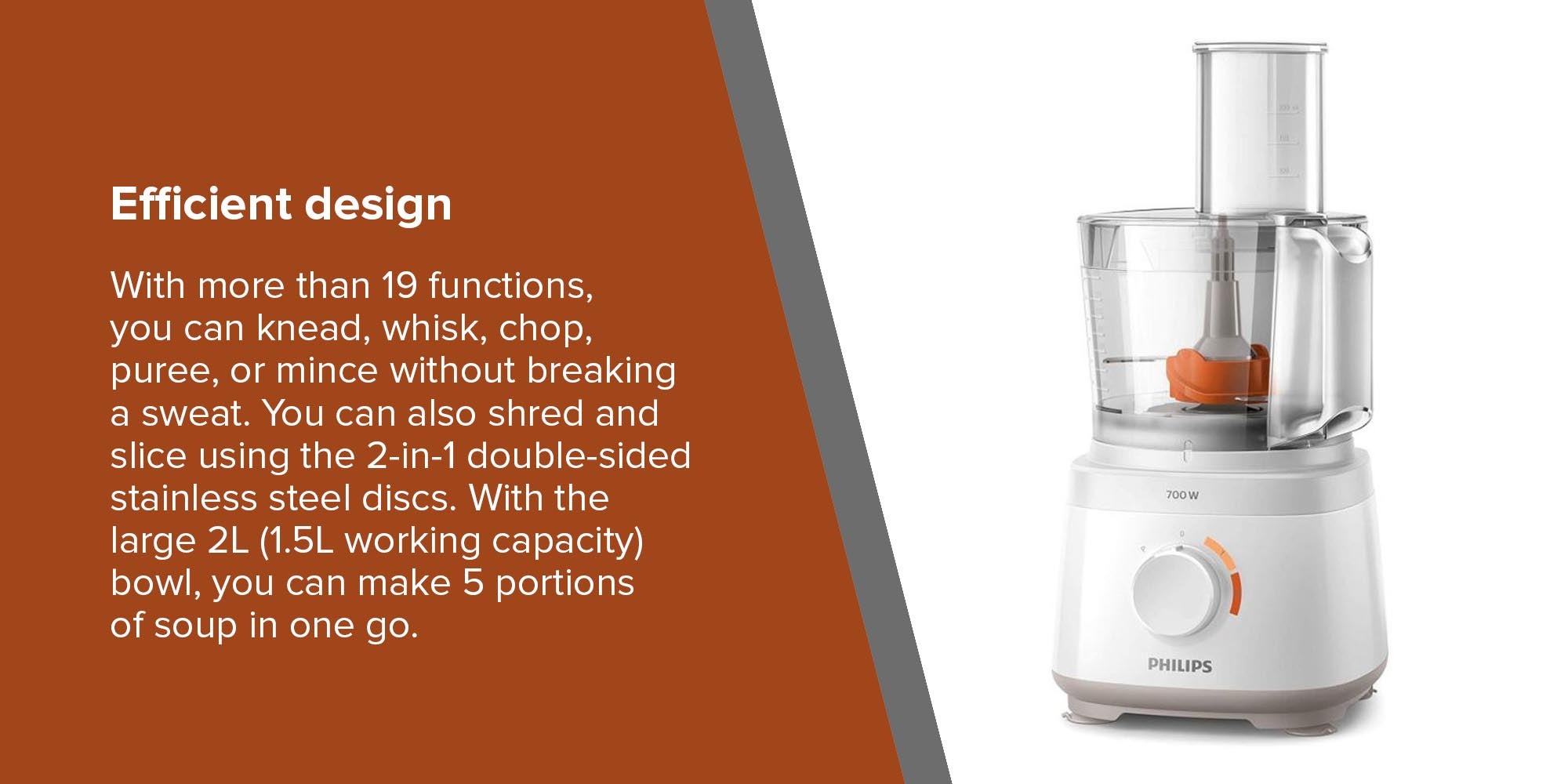 Daily Collection Compact Food Processor 1.5 L 700.0 W HR7320/01 White/Clear/Orange