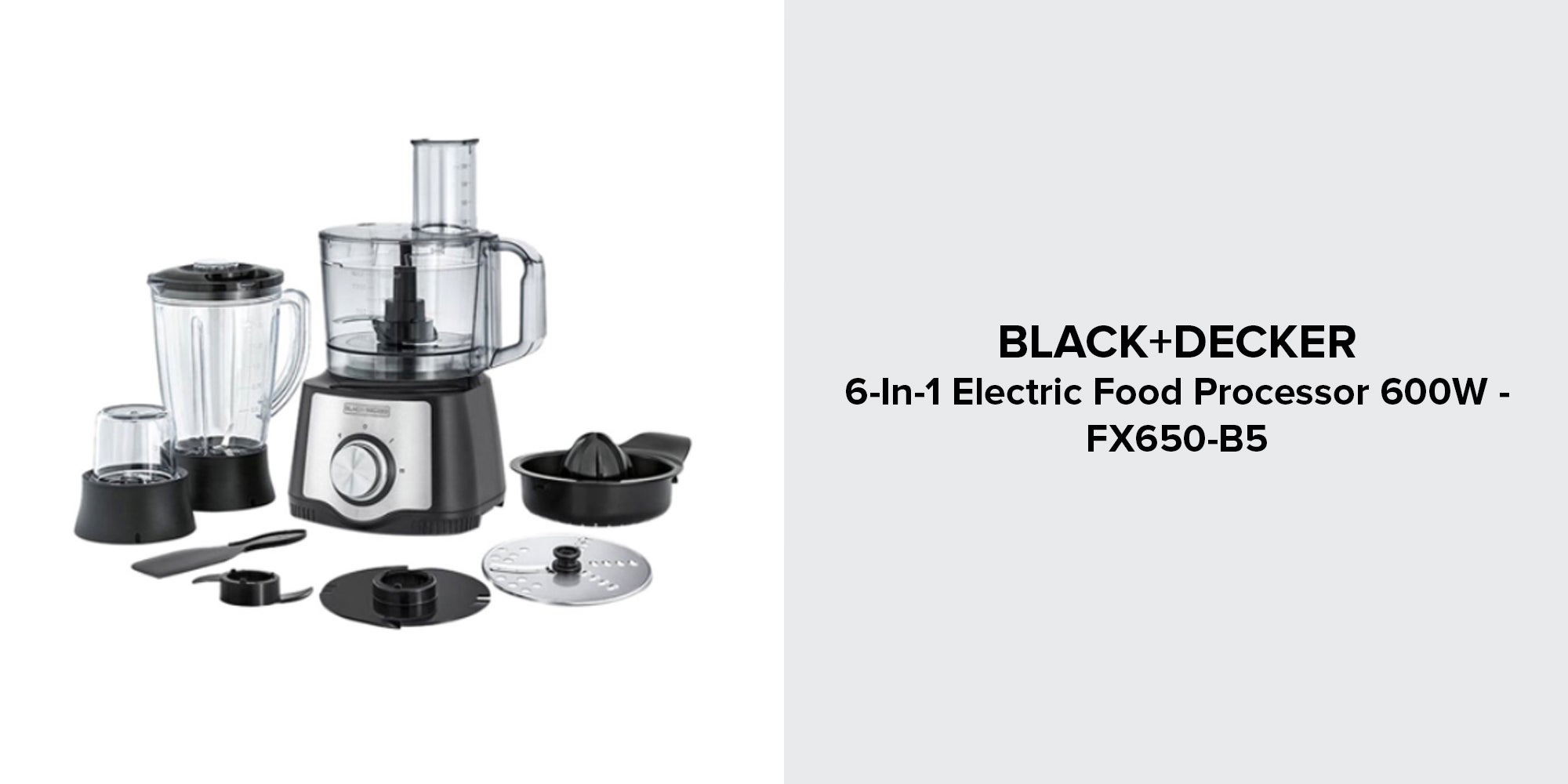 Food Processor 29 Functions 6-in-1 (Blender + Grinder + Citrus Juicer + Dough Maker + Whisker + Food Processor) 600 W FX650-B5 Black/Silver