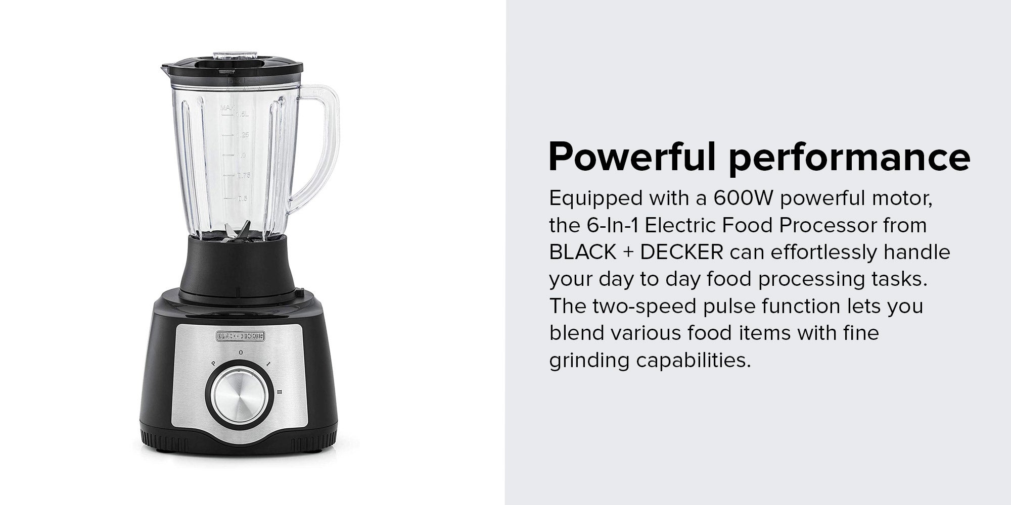 Food Processor 29 Functions 6-in-1 (Blender + Grinder + Citrus Juicer + Dough Maker + Whisker + Food Processor) 600 W FX650-B5 Black/Silver