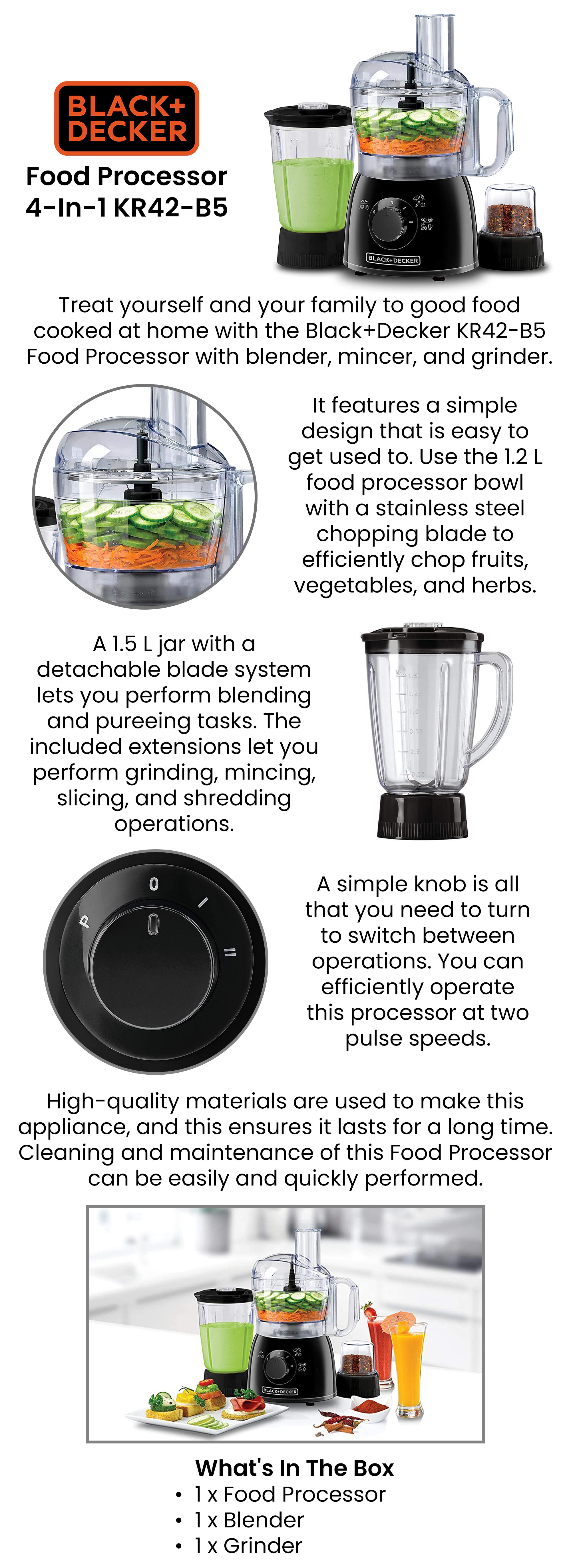 Food Processor 29 Functions 4-in-1 (Blender + Grinder + Dough Maker + Food Processor) 1.2 L 400.0 W KR42-B5 Black