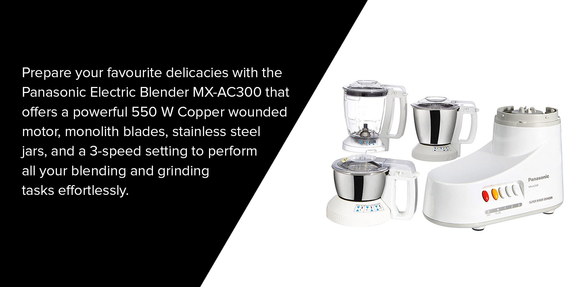 Electric Blender 1.0 L 1000.0 W MX-AC300 White/Silver