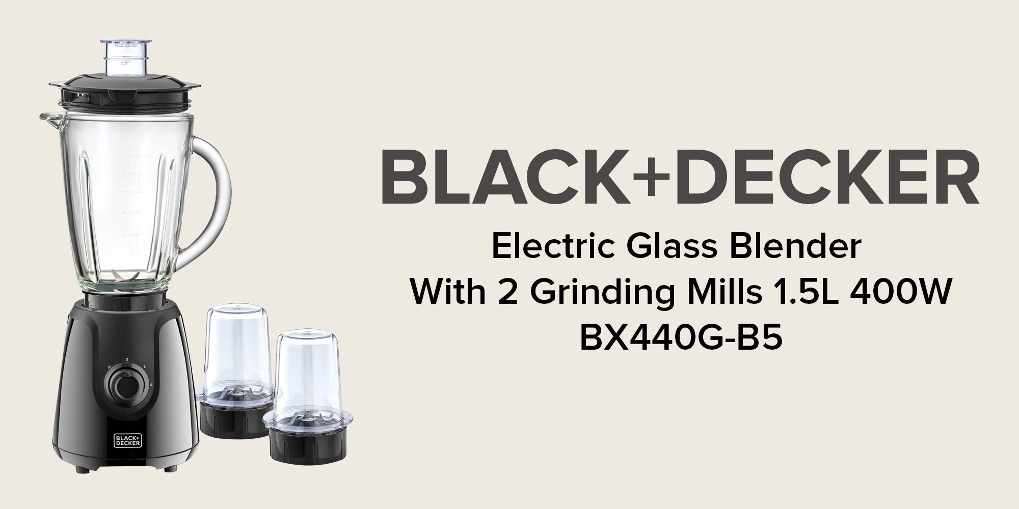 Electric Glass Blender With 2 Grinding Mil 1.5 L 400.0 W BX440G-B5 Black