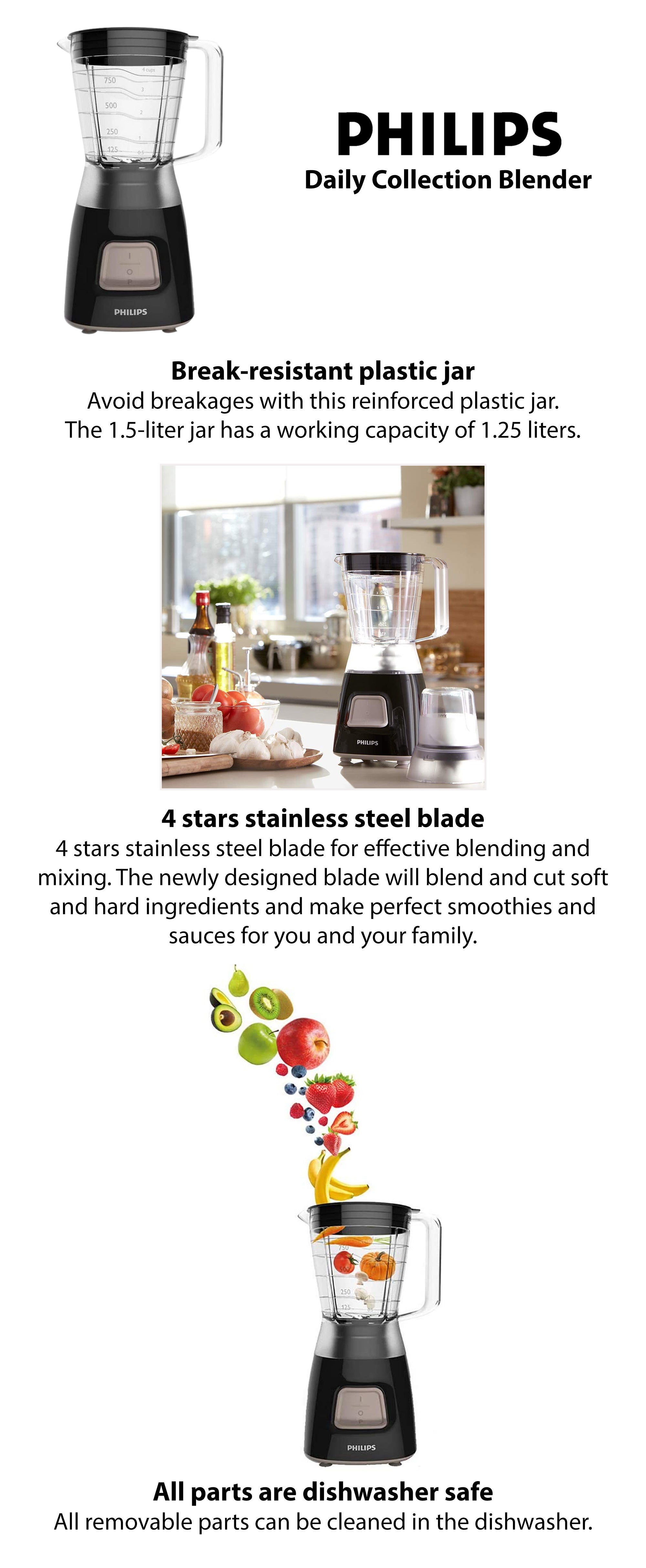 Daily Collection Blender 450.0 W HR2058 Black/Clear