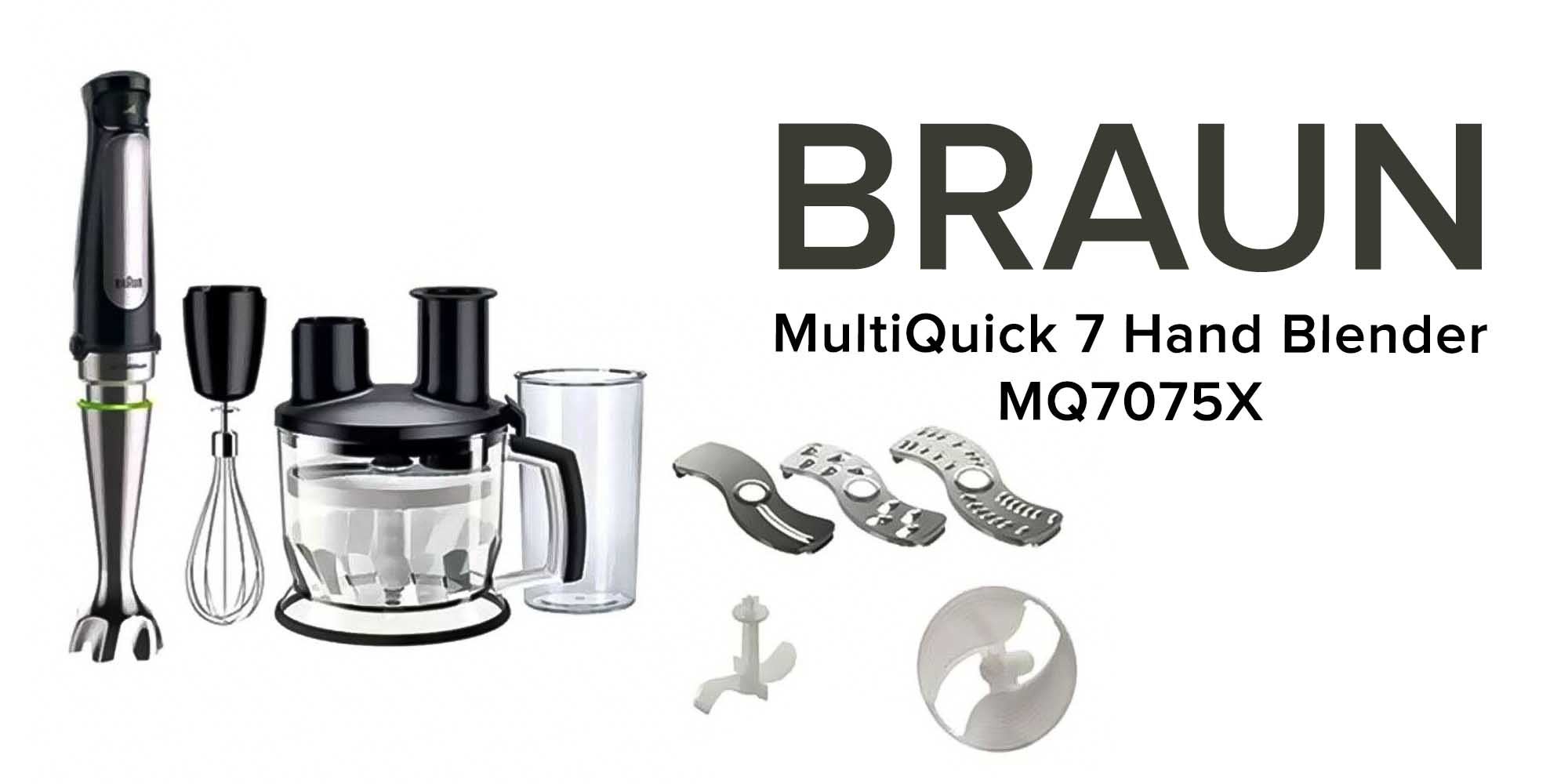 Multi Quick 7, Food Processor, 0.600L Beaker, Whisk, Stainless Steel Shaft, Splash Control MQ7075X Black/Silver/Clear