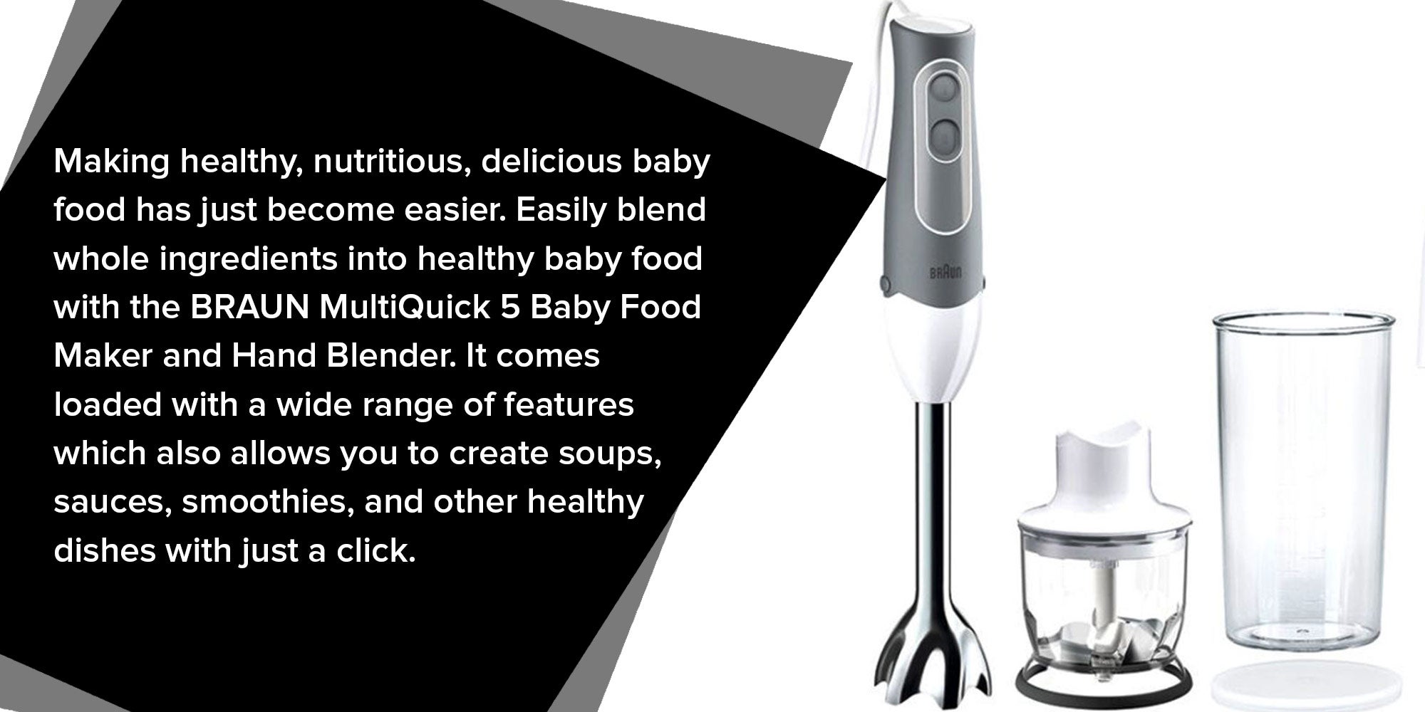 MultiQuick 5 Baby Food Maker And Hand Blender 600Ml MQ523 Grey/Silver/Clear