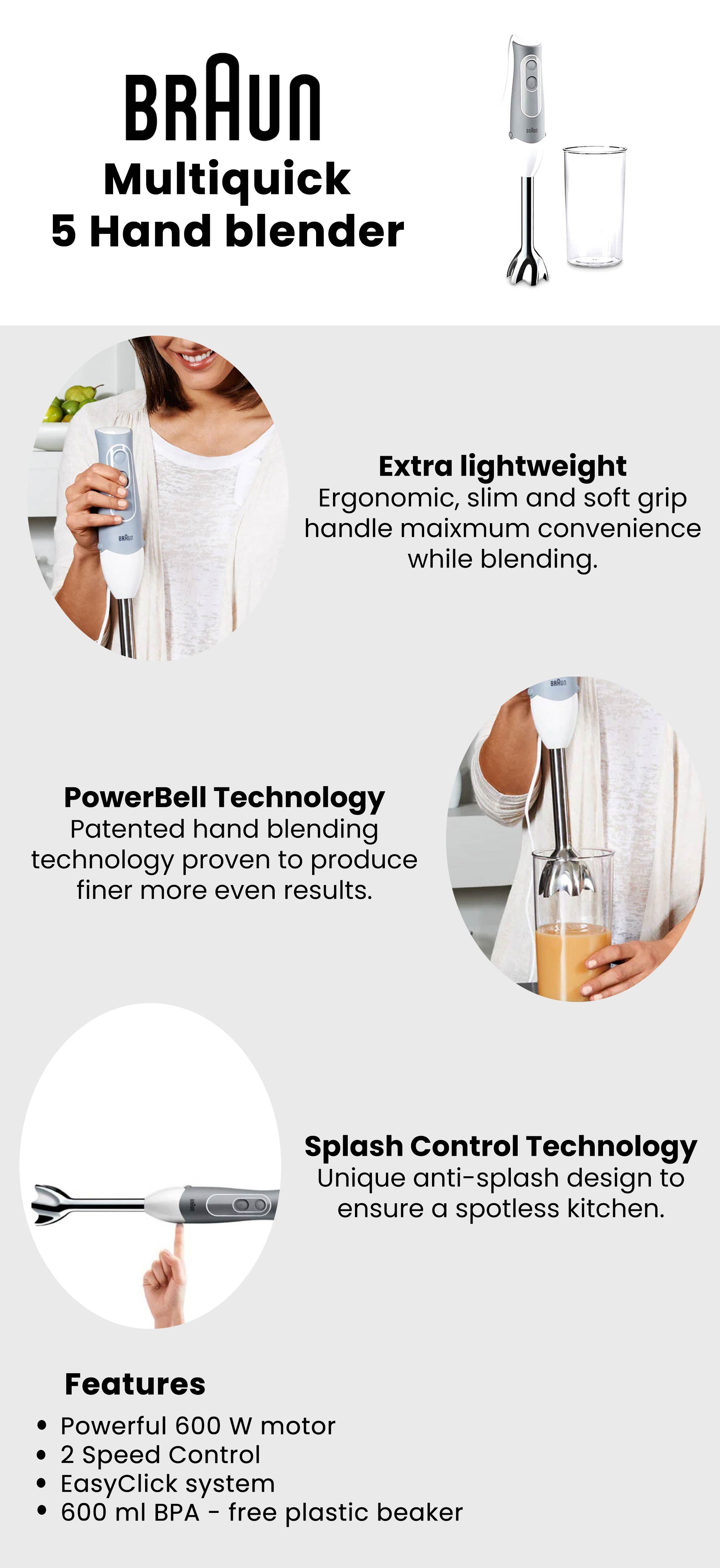 Multiquick 5 Hand blender MQ500  GB White/grey
