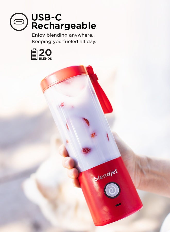 V2 Portable Blender Smoothie Maker, Personal Blender, Fruit Blender, Leak Proof Juicer, BPA-Free 475ml 200W Sports Bottle, USB-C Rechargeable, Ice Crusher With Stainless Steel Blades 475 ml 200 W BJ-V2X-Red Red