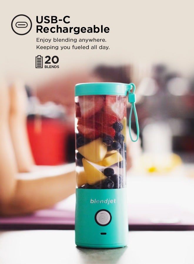 V2 Portable Blender Smoothie Maker, Personal Blender, Fruit Blender, Leak Proof Juicer, BPA-Free 475ml 200W Sports Bottle, USB-C Rechargeable, Ice Crusher with Stainless Steel Blades - Sky Blue