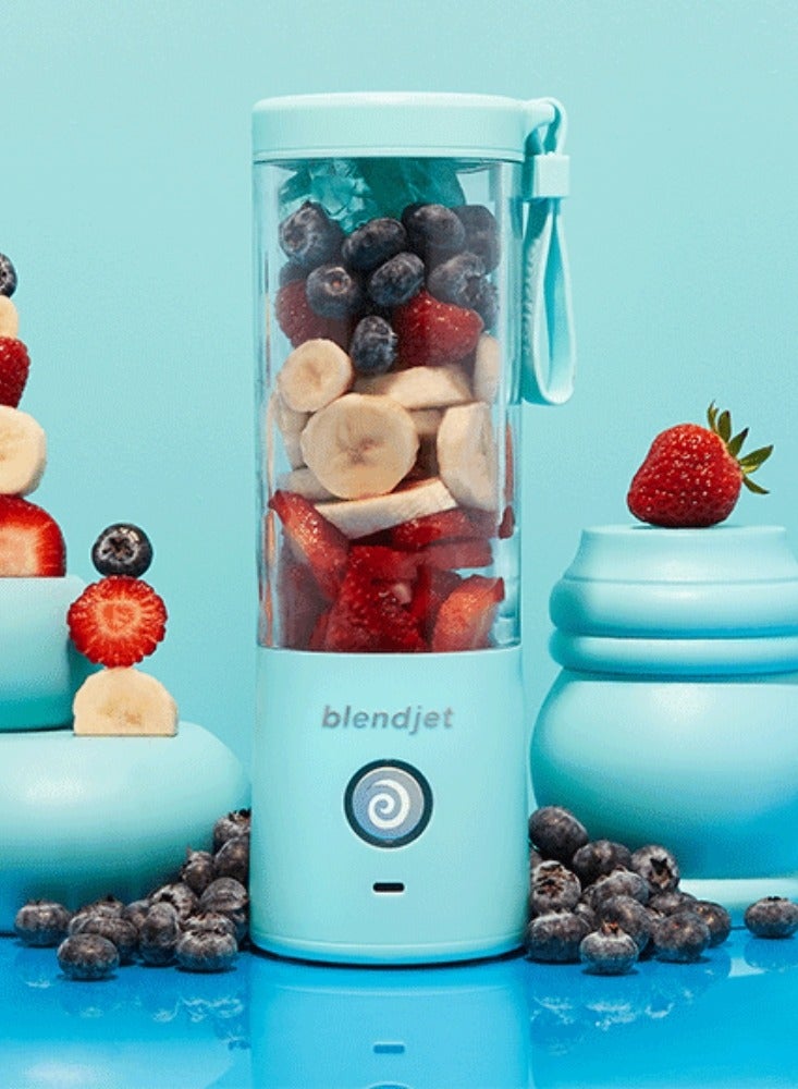 V2 Portable Blender Smoothie Maker, Personal Blender, Fruit Blender, Leak Proof Juicer, BPA-Free 475ml 200W Sports Bottle, USB-C Rechargeable, Ice Crusher with Stainless Steel Blades - Sky Blue