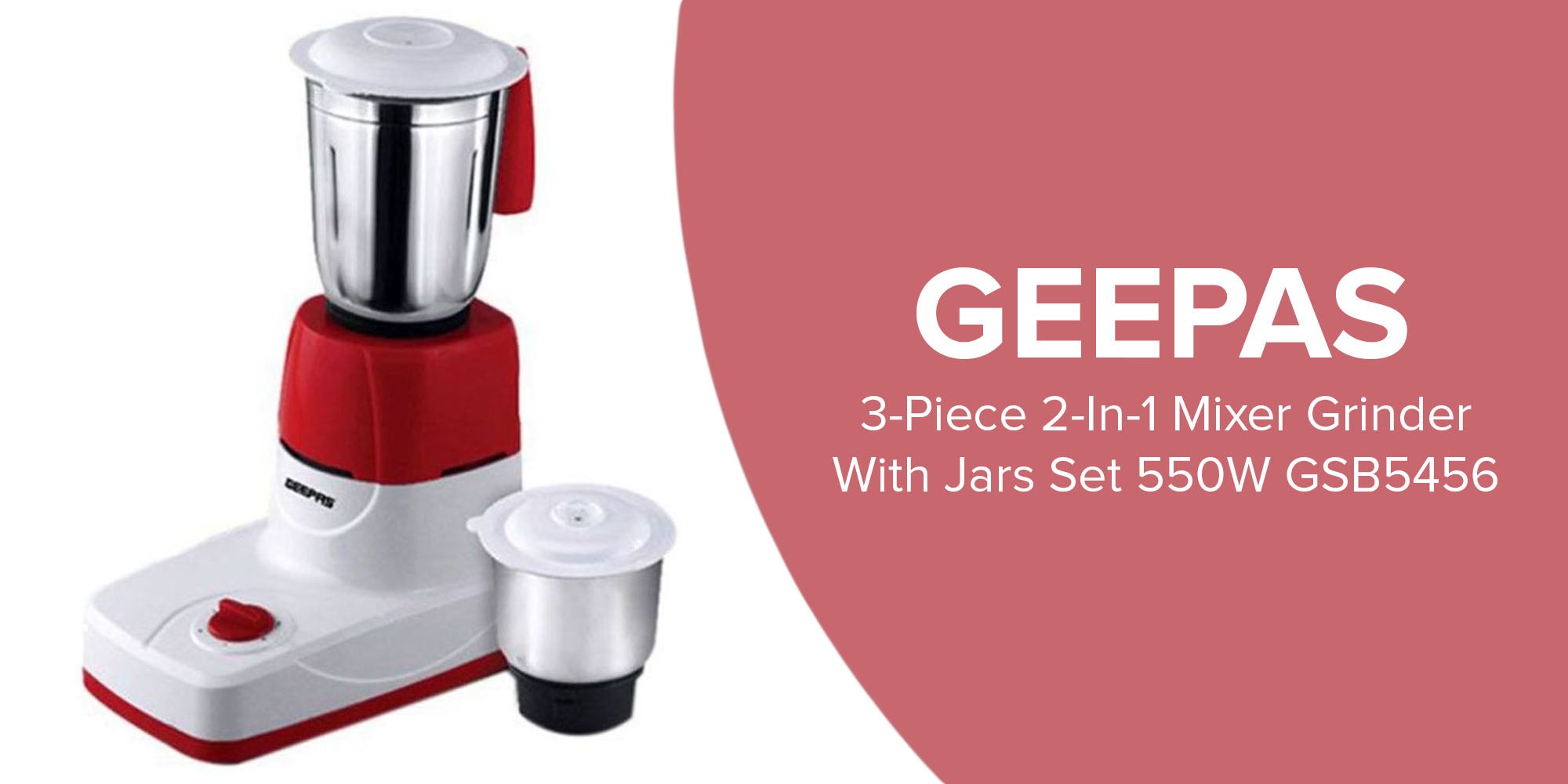 3-Piece  2-In-1 Mixer Grinder With Jars Set 550.0 W GSB5456N Red/White/Silver