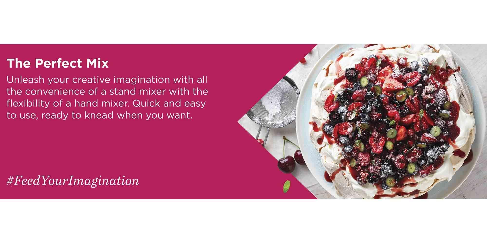 Stand Mixer Hand Mixer (Electric Whisk) With Rotary Bowl,5 Speeds+Turbo Button,Twin Stainless Steel Kneader And Beater For Mixing,Whipping,Whisking,Kneading 2.4 L 300 W HMP22.000WH White