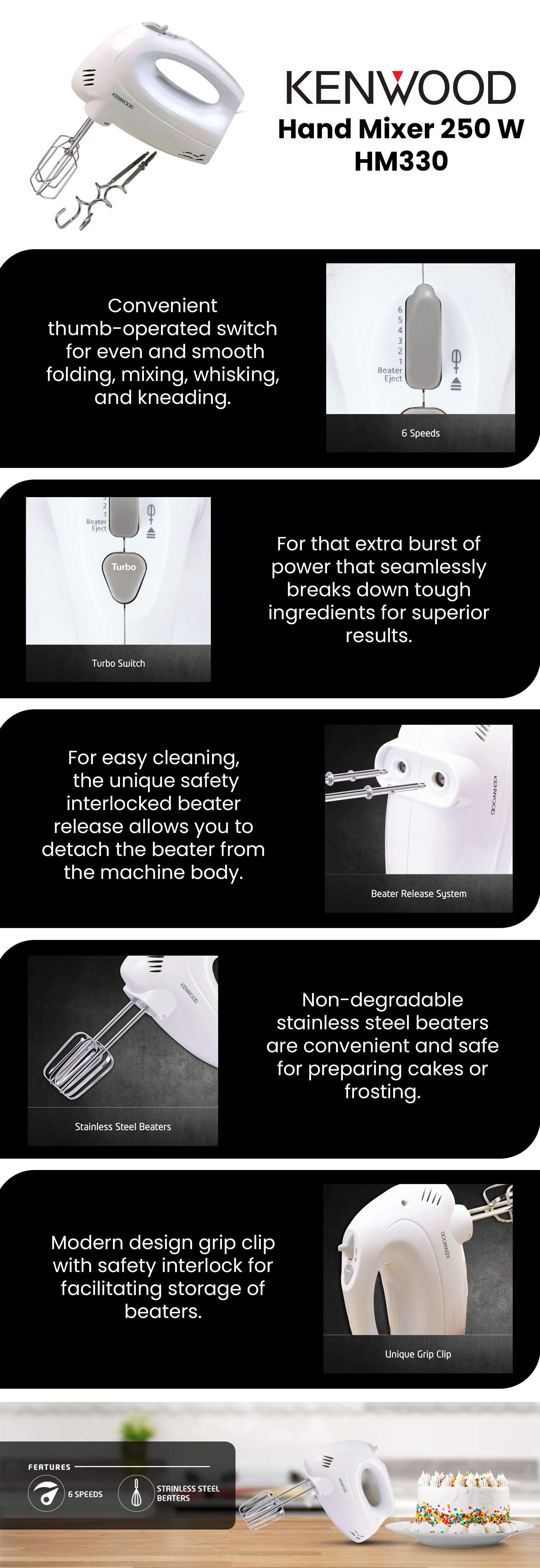 Hand Mixer 250.0 W HM330 White/Clear