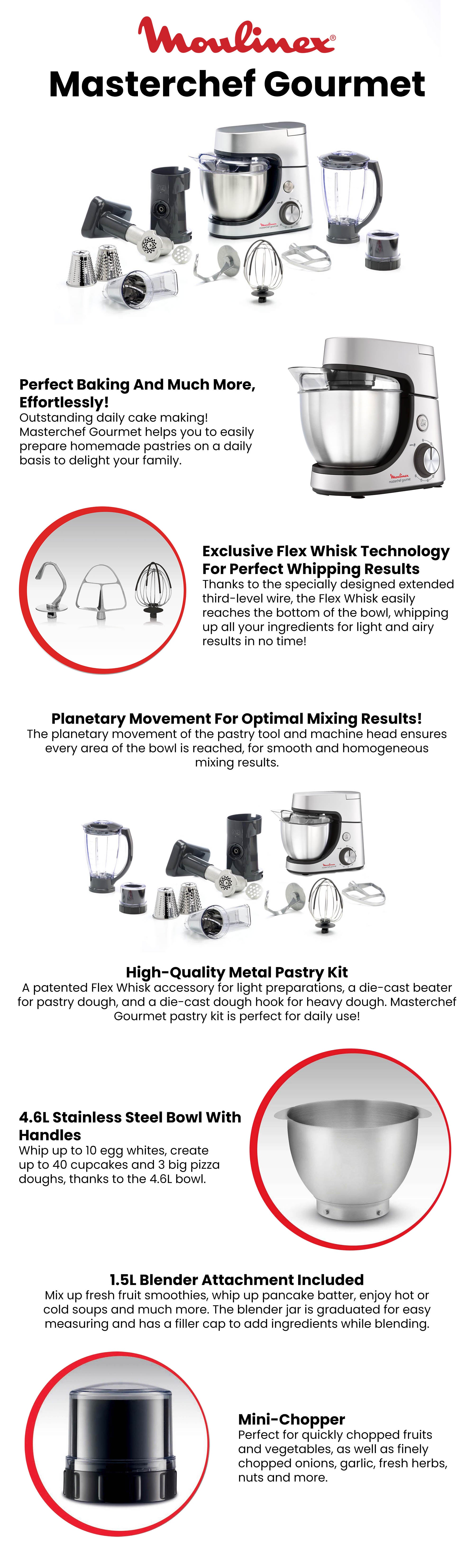 Kitchen Machine | Masterchef Gourmet Kitchen Machine | Silver | Stainless Steel/Plastic | 2 Years Warranty 1100 W QA513D27 Black/Silver