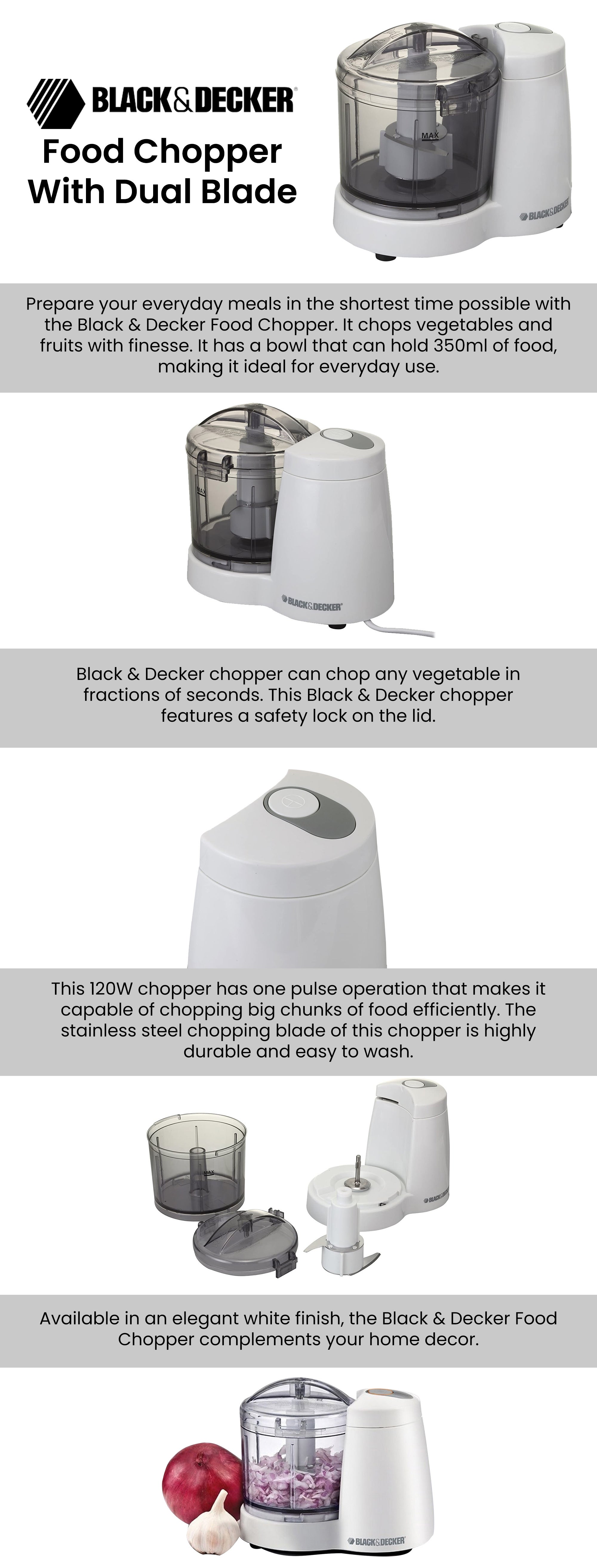 Food Chopper with Dual Blade 350 ml 120 W SC350-B5 White/Clear