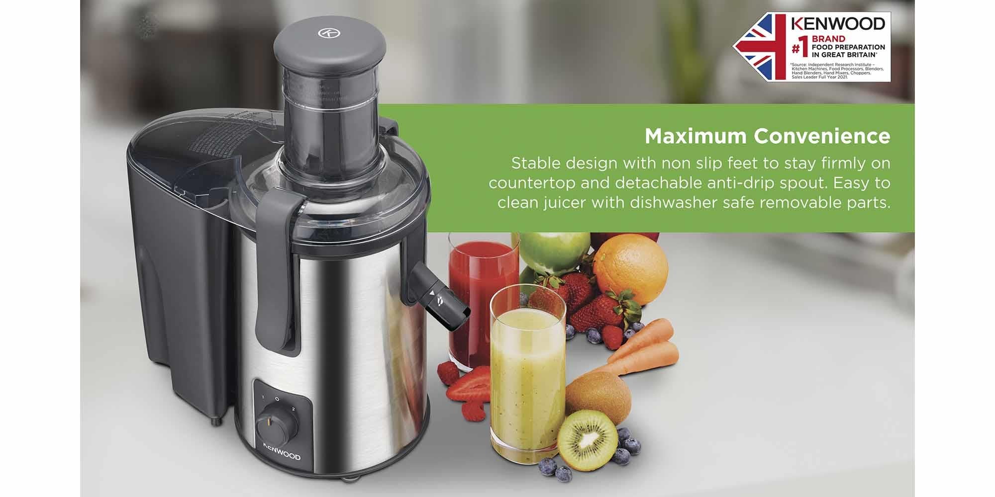 Juicer Stainless Steel Juice Extractor With 75mm Wide Feed Tube 2 Speed Anti Drip For Home Office Restaurant And Cafeteria 700 W JEM50.000BS Silver