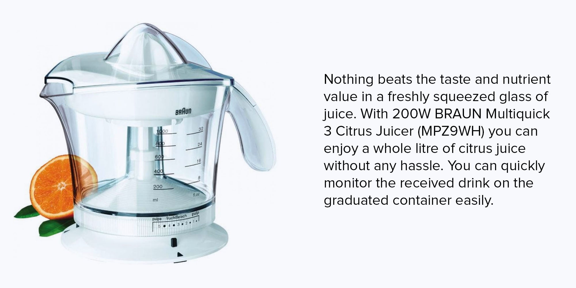 Multiquick 3 Citrus Juicer 1.0 L 200.0 W MPZ9WH White/Clear