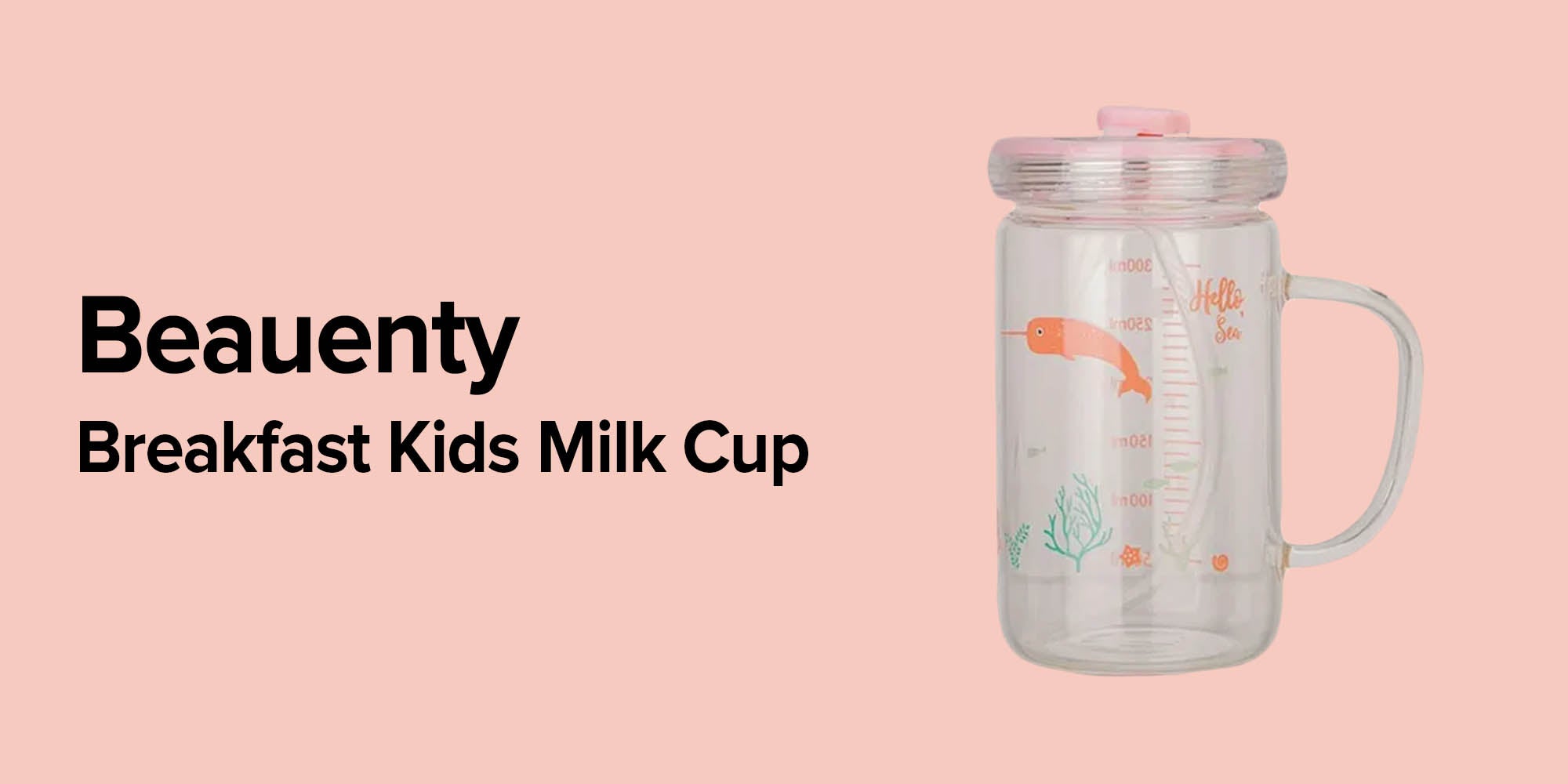 Breakfast Kids Milk Cup Clear/Pink/Orange