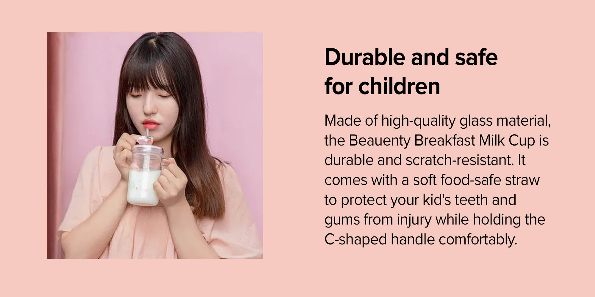 Breakfast Kids Milk Cup Clear/Pink/Orange