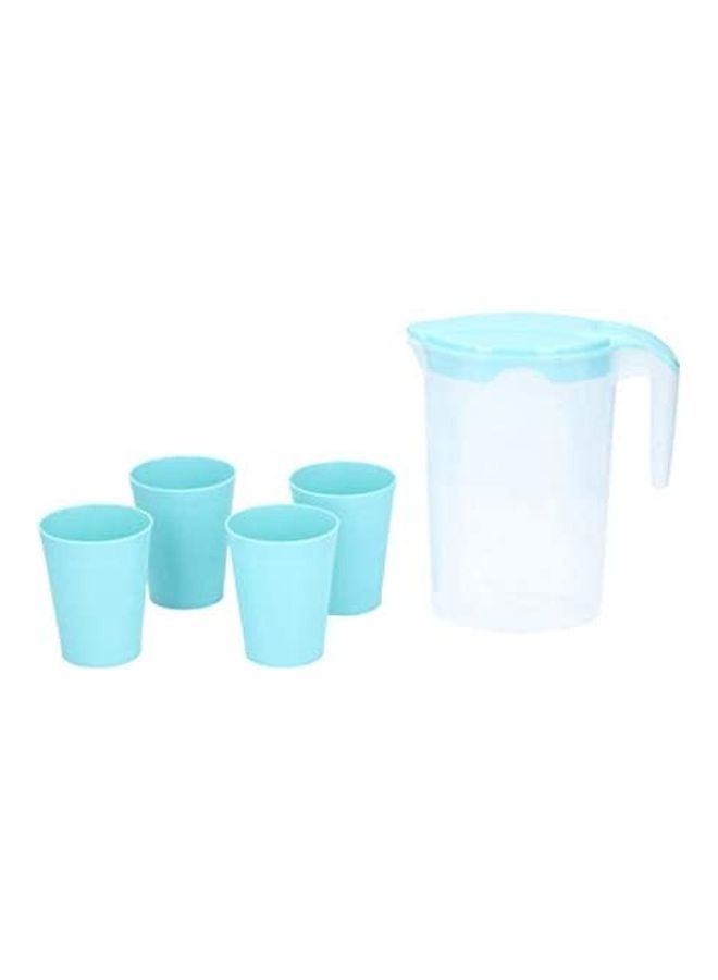 5-Piece Jug And Cups Set Clear/Blue