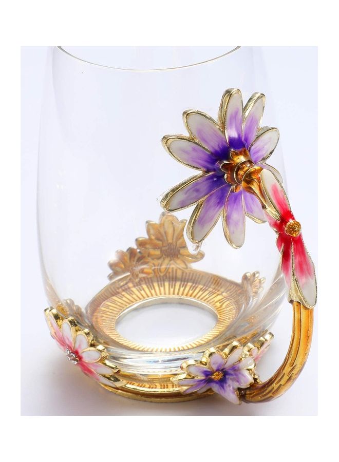 Butterfly Flower Themed Cup With Spoon Clear