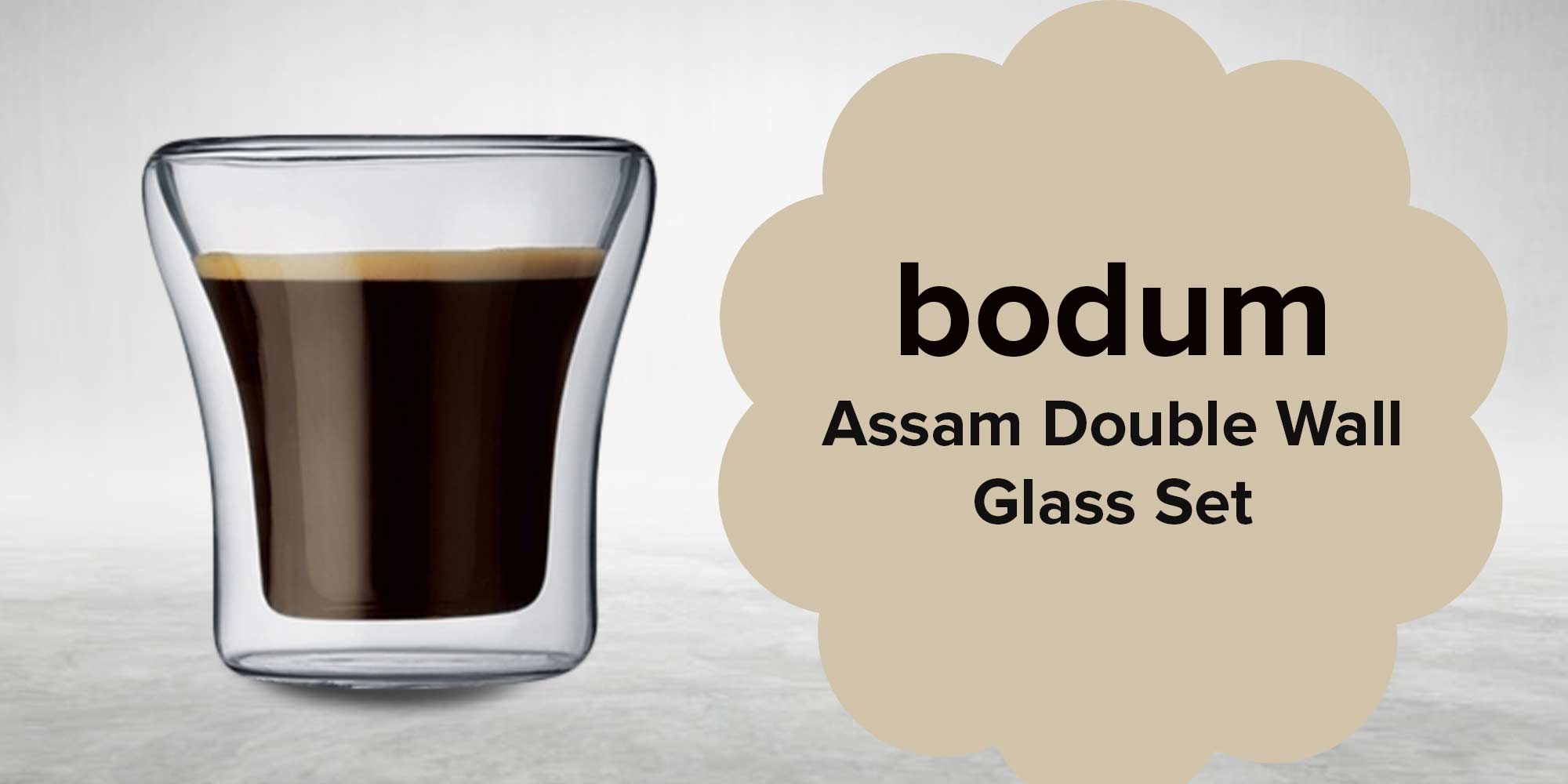 2-Piece Assam Double Wall Glass Set Clear 100ml