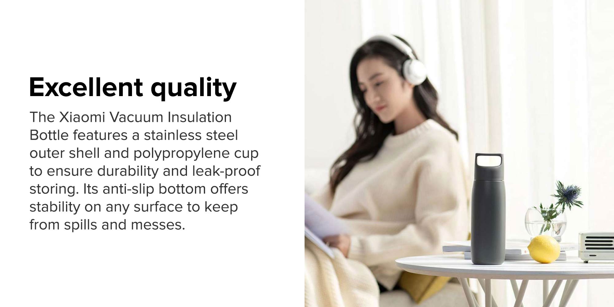 Vacuum Insulation Travel Bottle Black