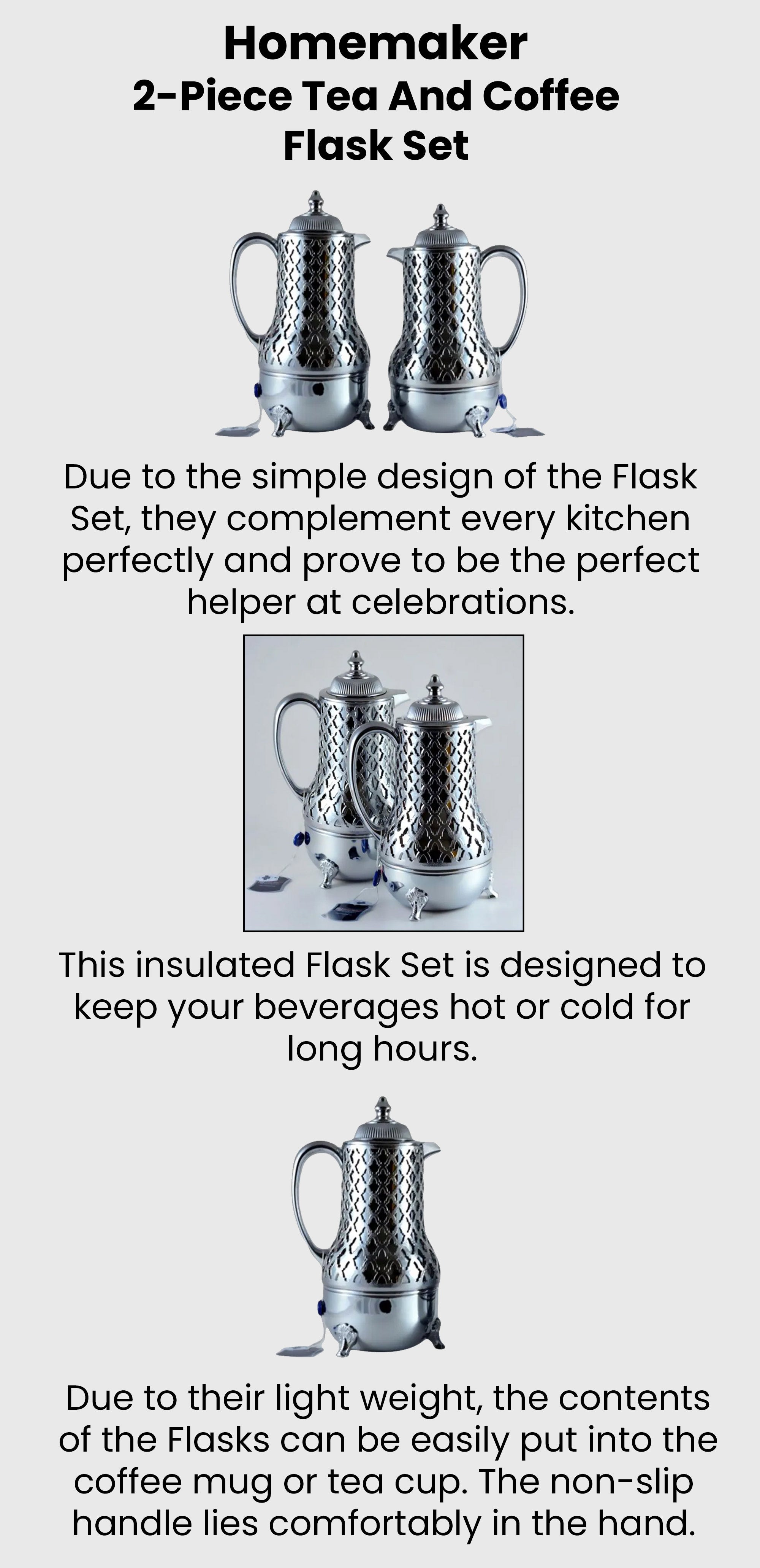 2-Piece Tea And Coffee Flask Set Silver