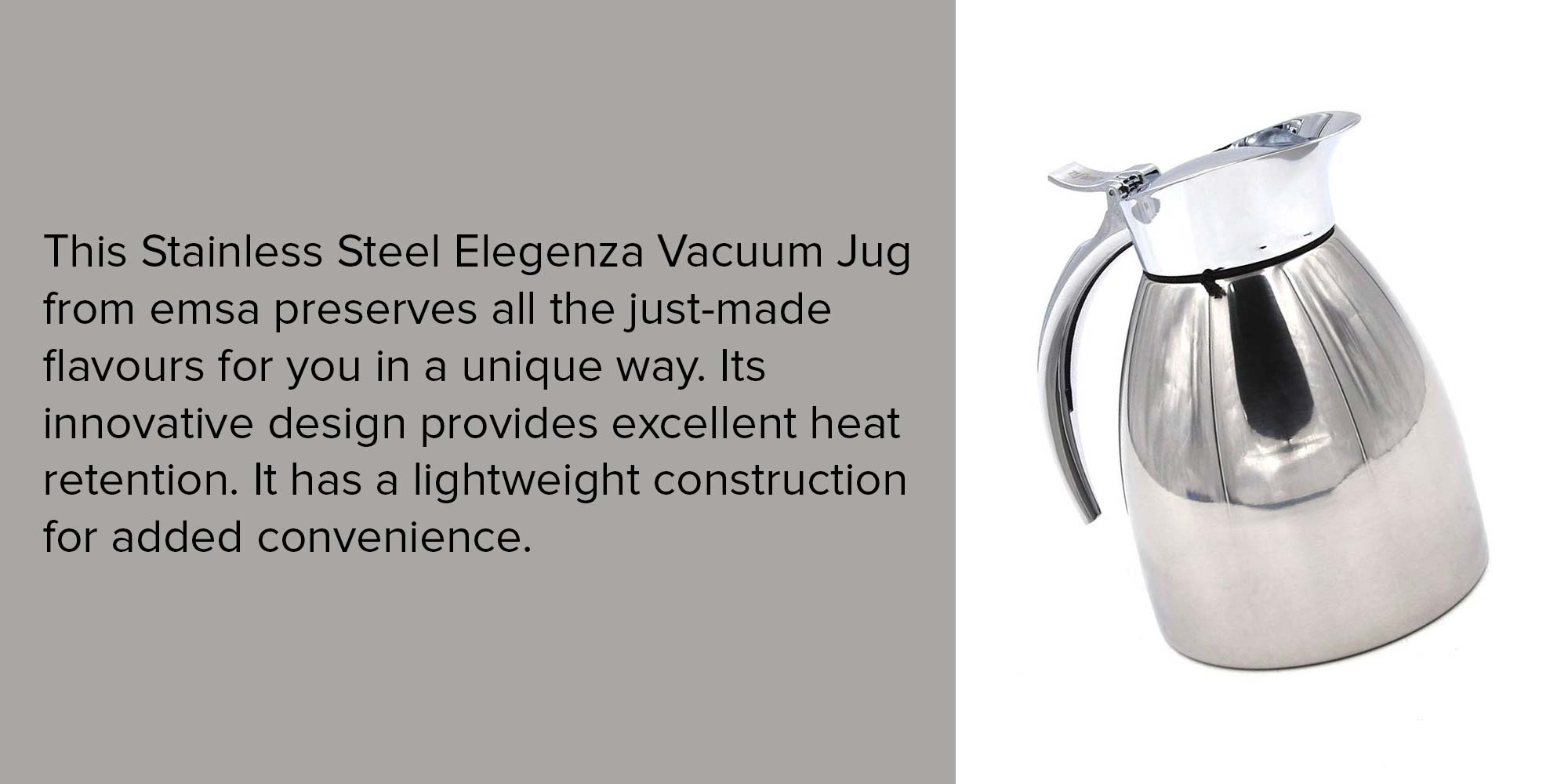 Stainless Steel Elegenza Vacuum Jug Silver 13.5x10.5x15.5cm